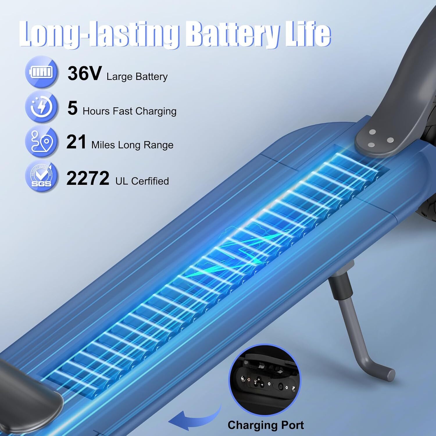 350W Electric Scooter for Adults 19MPH 21Miles Foldable w/APP, phone holder