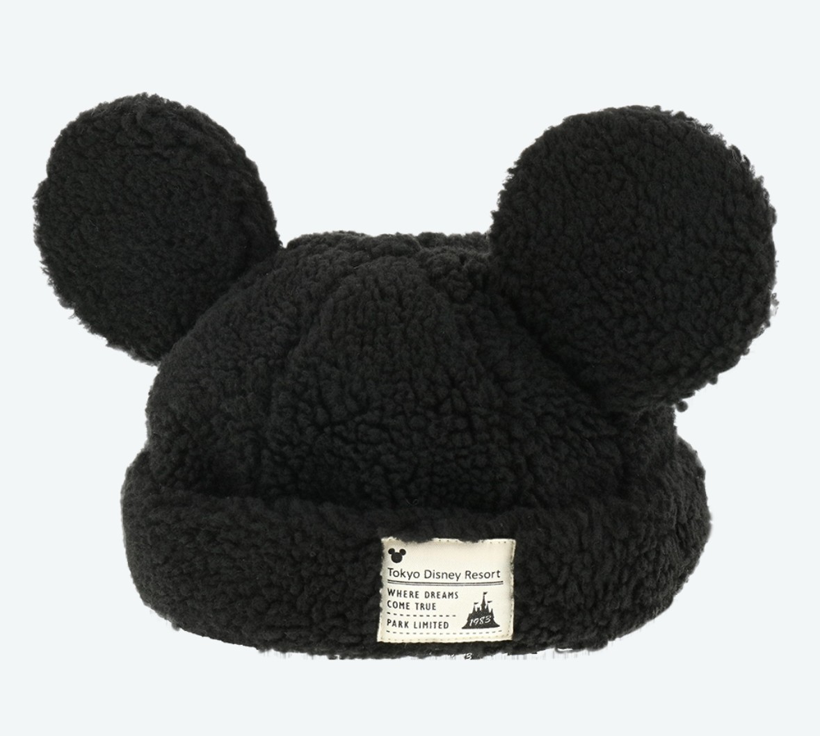 Japan Tokyo Disney Resort Ears Mickey limited Fluffy Winter Cap Hat Black