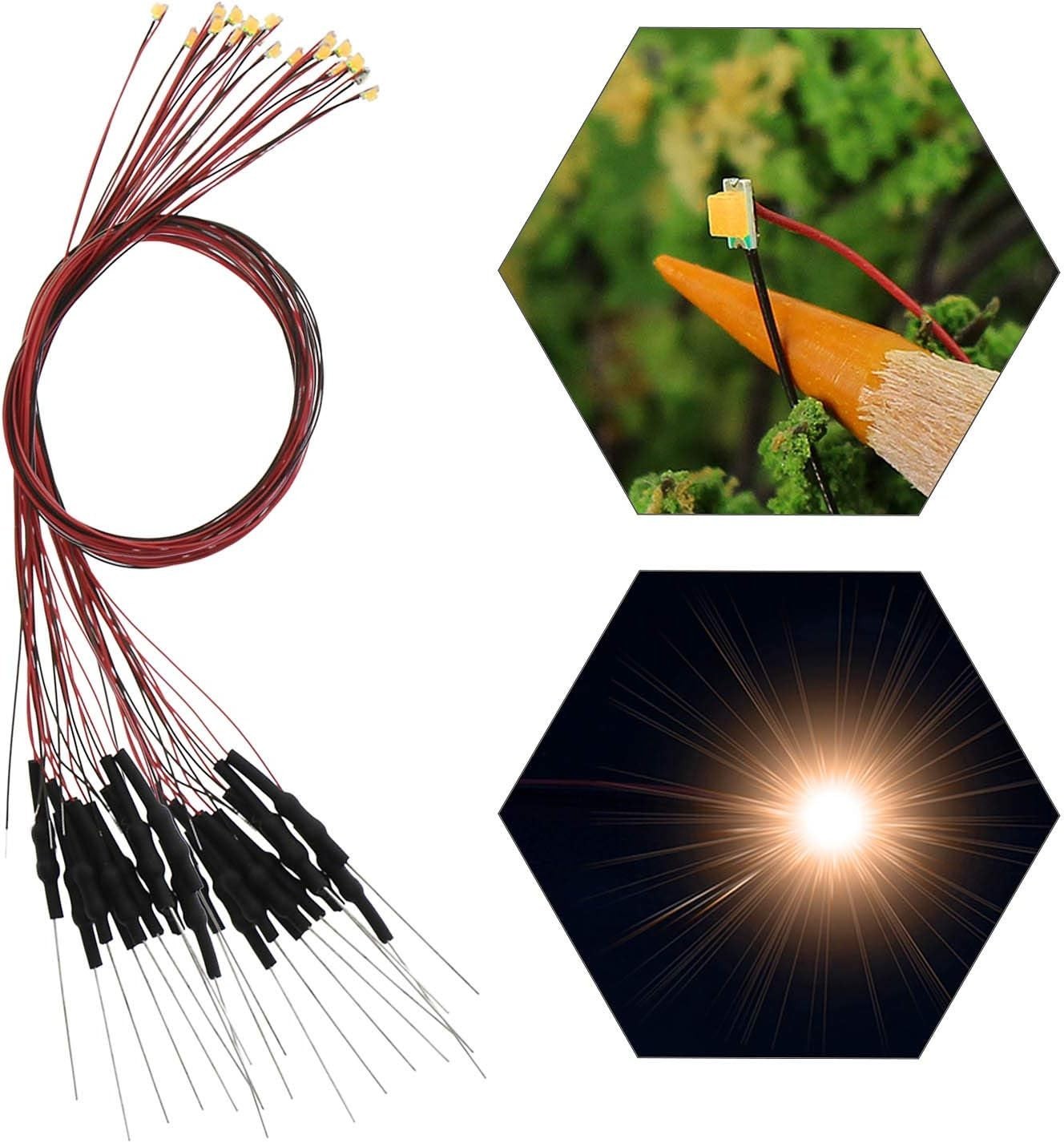 20pcs Pre-Wired 0805 Warm White SMD LED Light Emitting Diode 12V Micro Litz W...