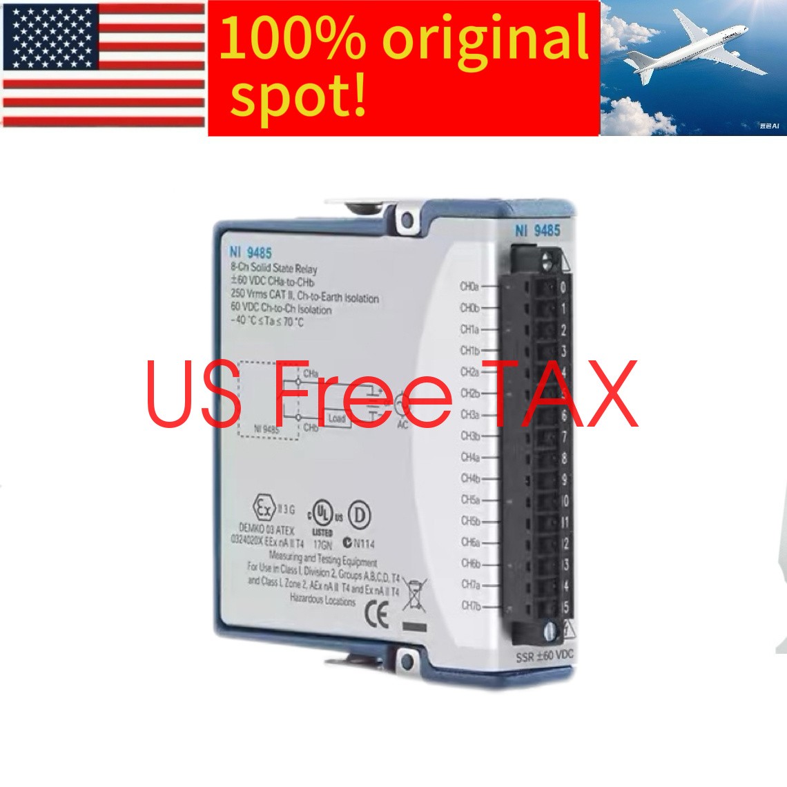 National Instruments NI 9485 cDAQ Relay Output Module, 8 Channel SSR new in box