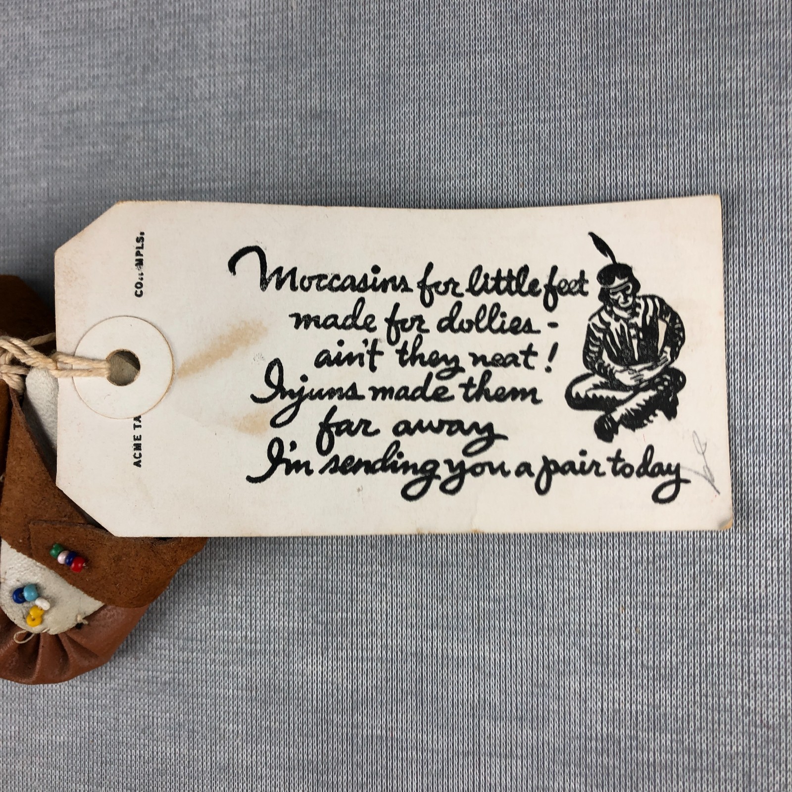 VTG Handmade Beaded Suede Mini Doll Moccasins Native American Souvenir Helena MT