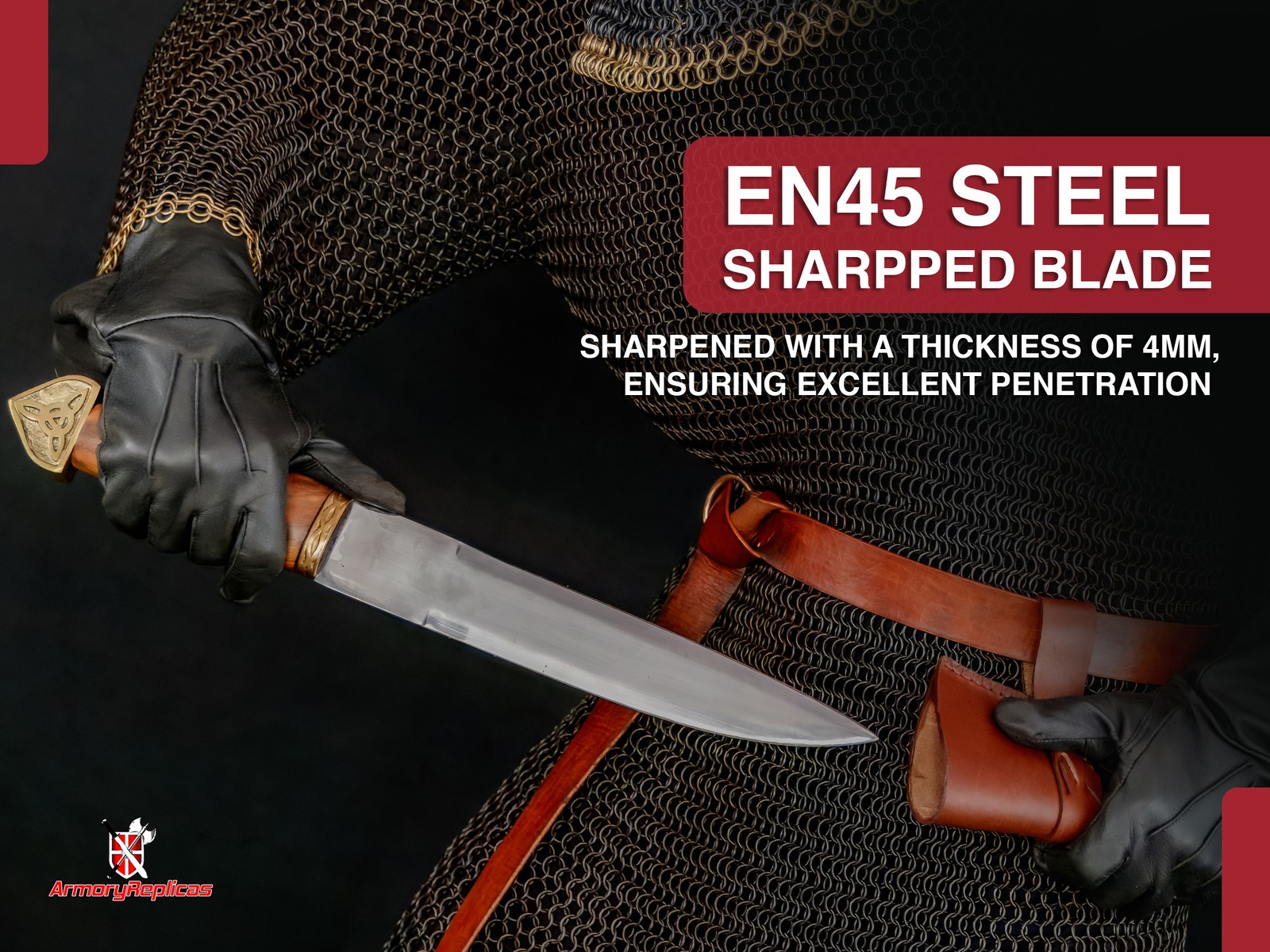 23" Medieval Coustille Dagger EN45 Steel Polished Sharp Blade w/ Scabbard