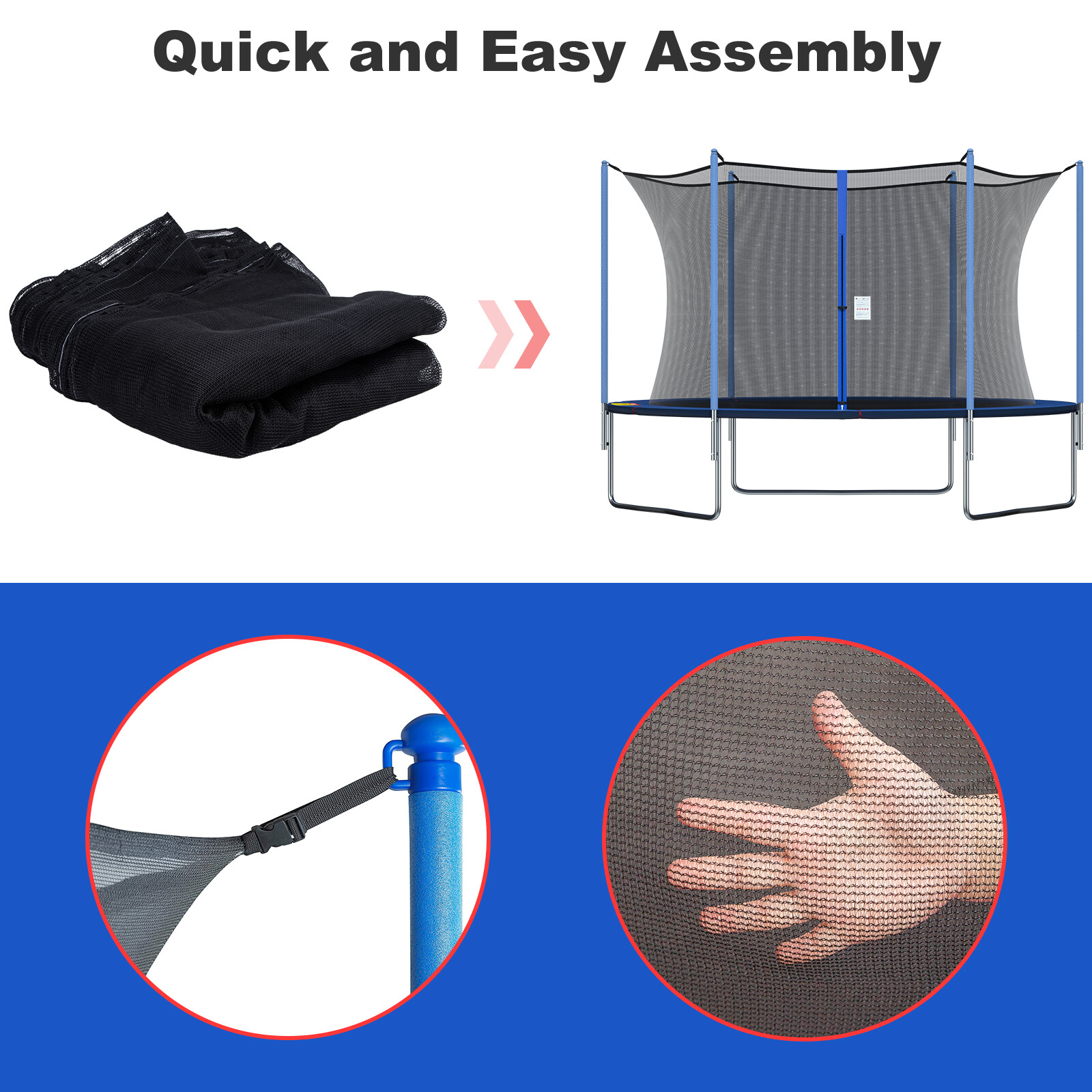 12 13 14 15ft Trampoline Safety Net Replacement Fit 4 6 8 Poles Round Enclosure