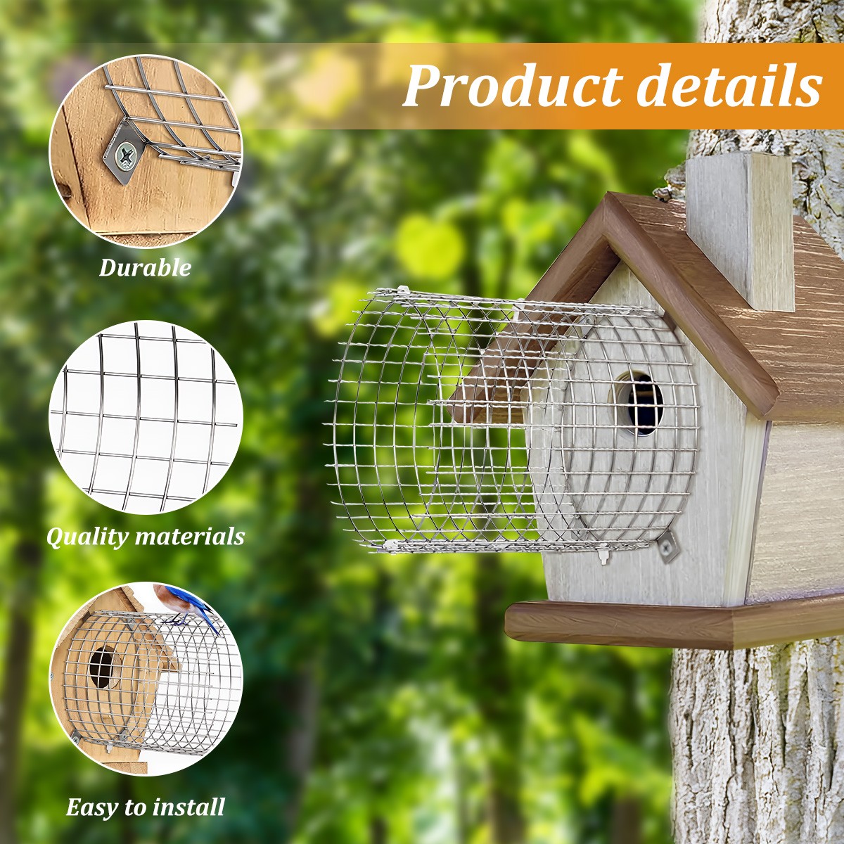 2Pcs Bluebird House Predator Guards Strong Metal Wire Birdhouse Entrance Protect