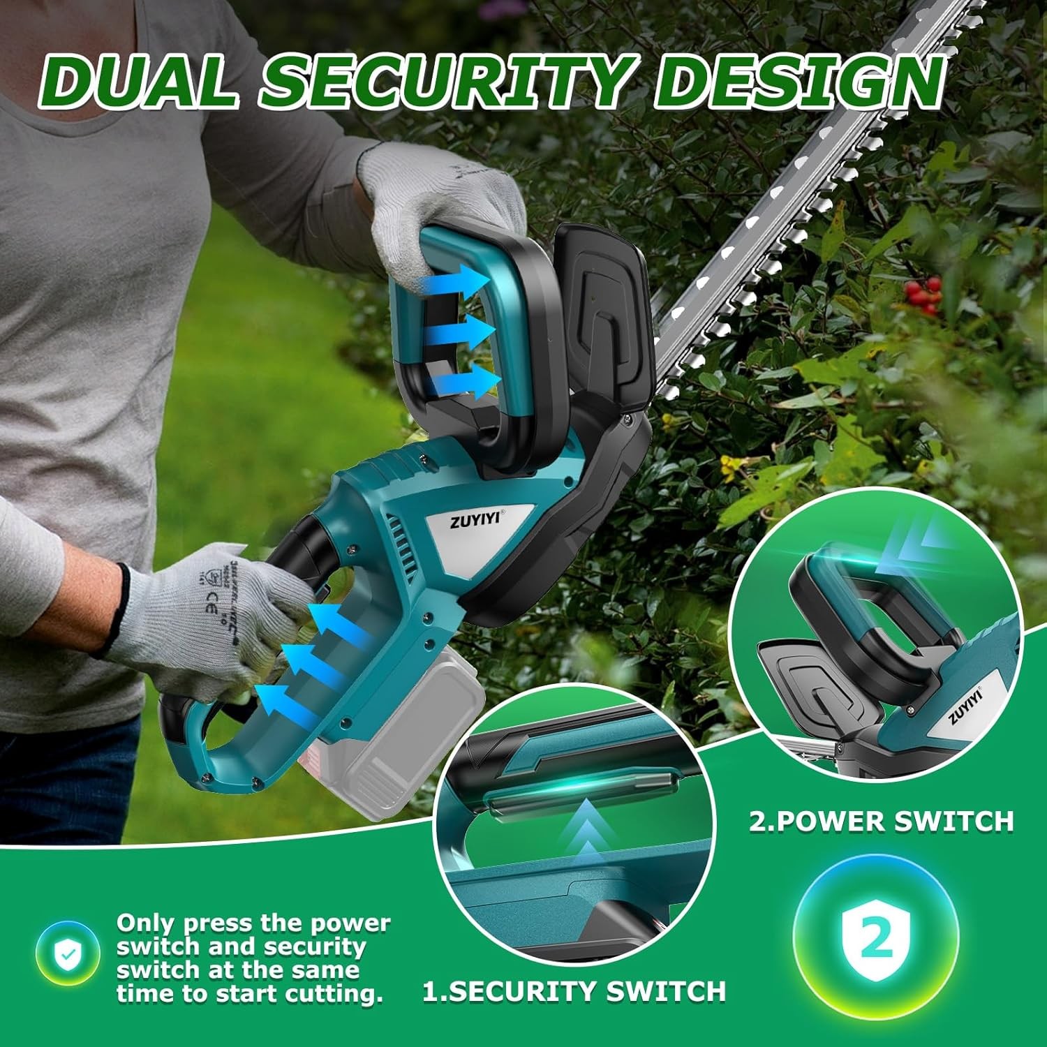 Cordless Hedge Trimmer for 18V Makita Battery, Electric Bush Trimmer 22 Inche...