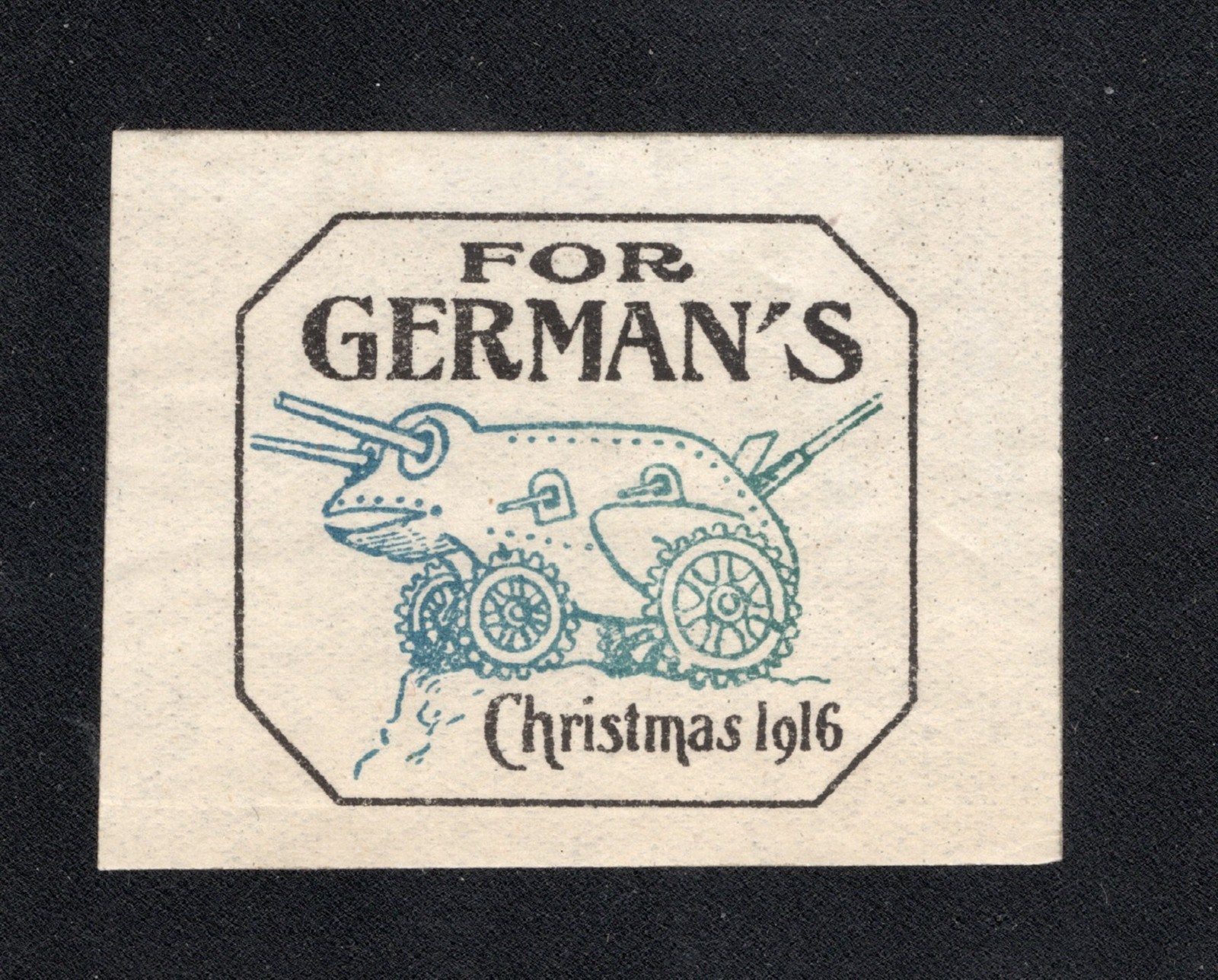 WW I WEIRD ANTI GERMANY CHRISTMAS POSTER STAMP 1916