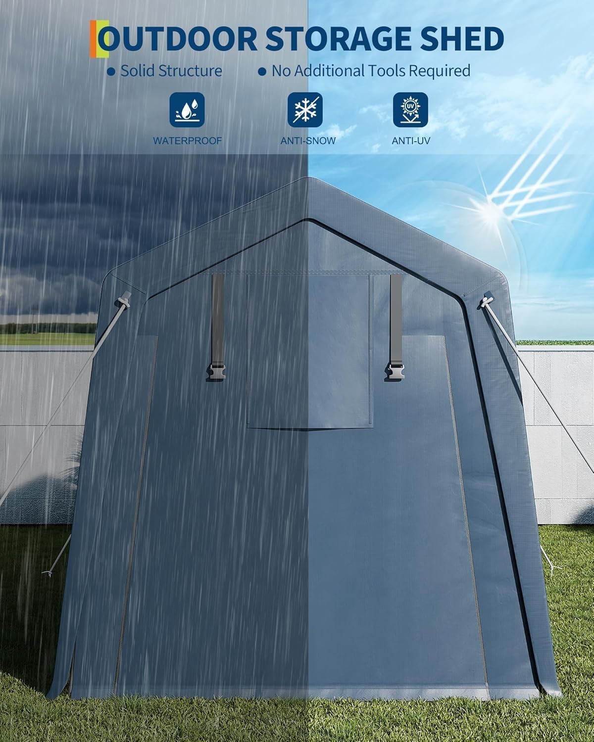 6x8 ft Portable Outdoor Storage Shed Waterproof Canopy Heavy Duty Tent Garage