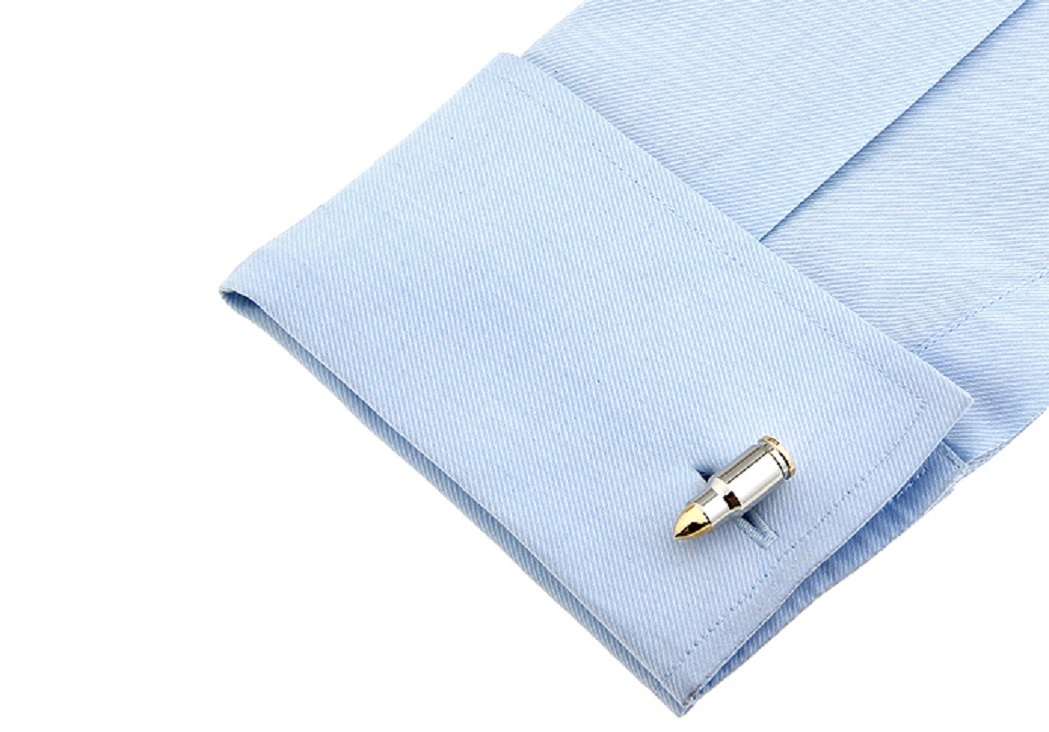 Bullet Cufflinks 2 Tone Rifle NRA CIA DEA Wedding Fancy Gift Box Free Ship USA