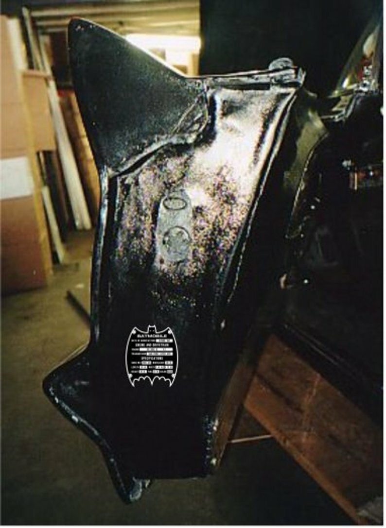 CUSTOM 1966 BATMOBILE SERIAL DATA PLATE BATMAN TV SERIES