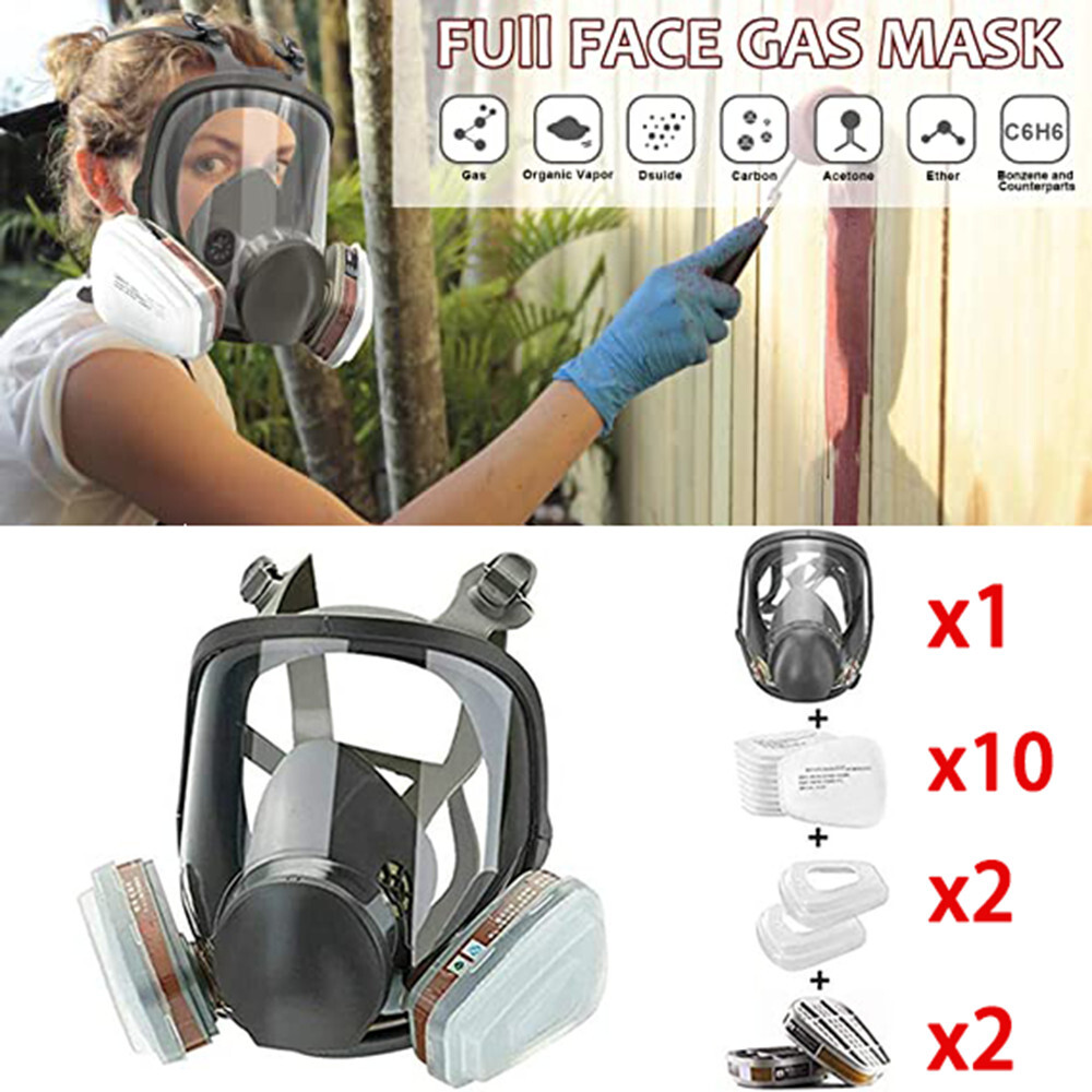 Full Face Gas Mask Painting Spraying Respirator w/Filters Set for 6800 Facepiece