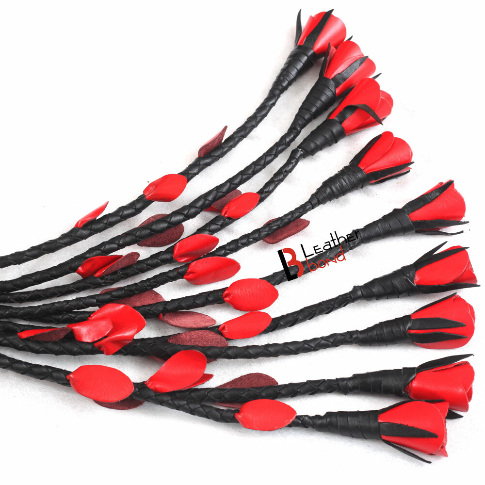 Real Cowhide Leather Finger Flogger Cat 0 Nine Falls Black Thuddy Rose Flog whip