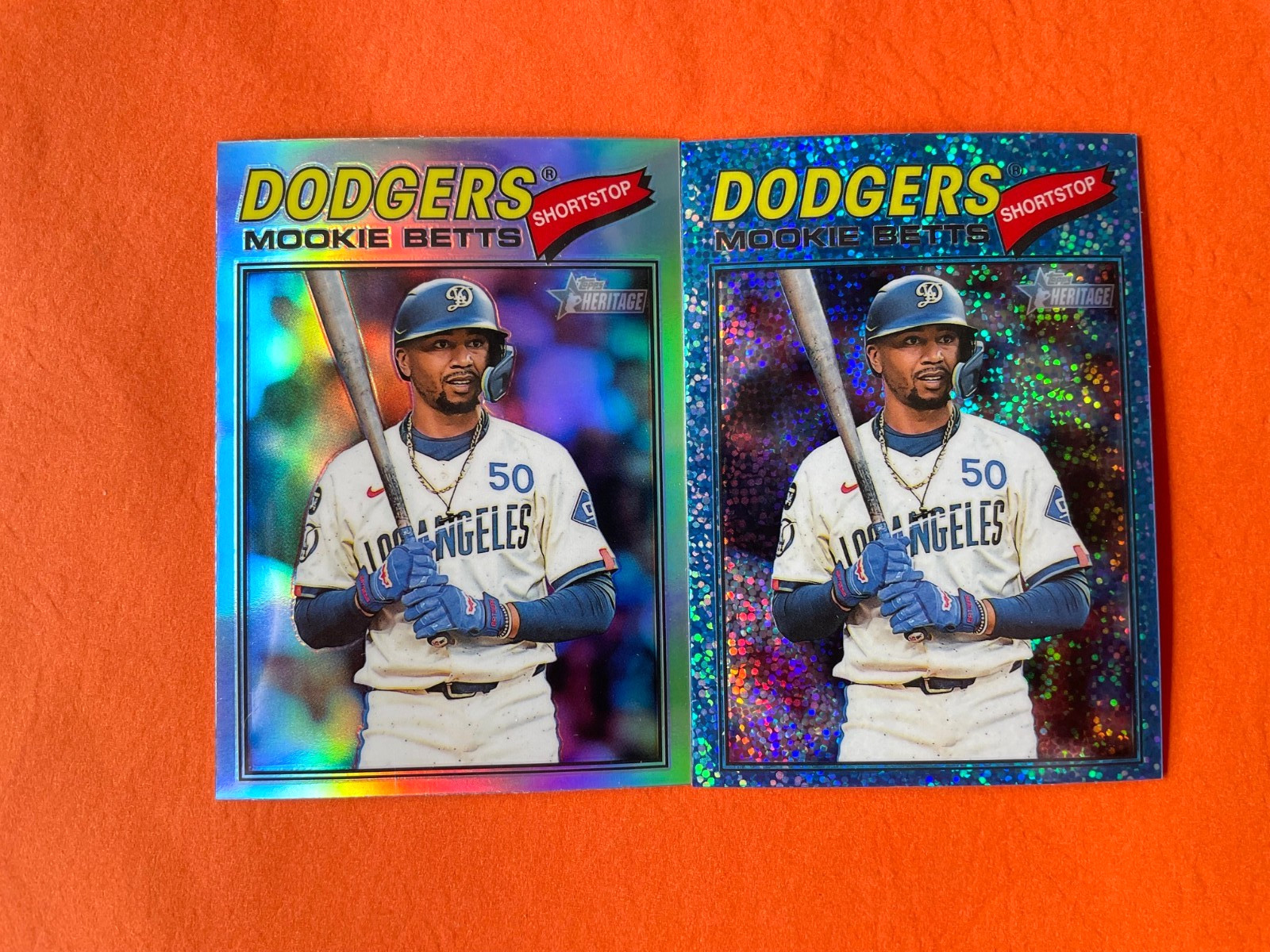 2026 TOPPS HERITAGE MOOKIE BETTS SILVER SP REFRACTOR + BLUE SPARKLE DODGERS
