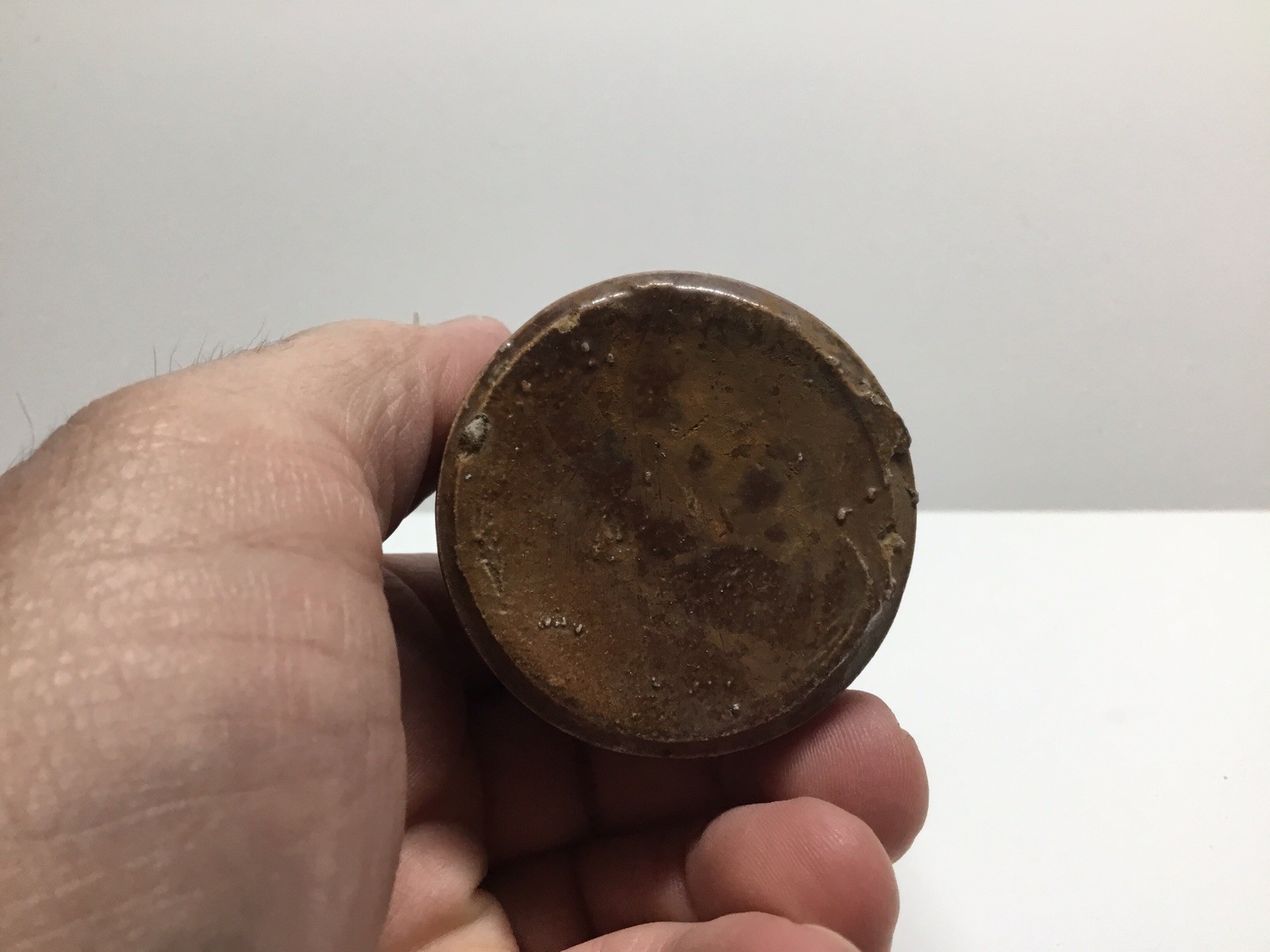 Antique Pork Pie / Penny Ink Stoneware Inkwell.