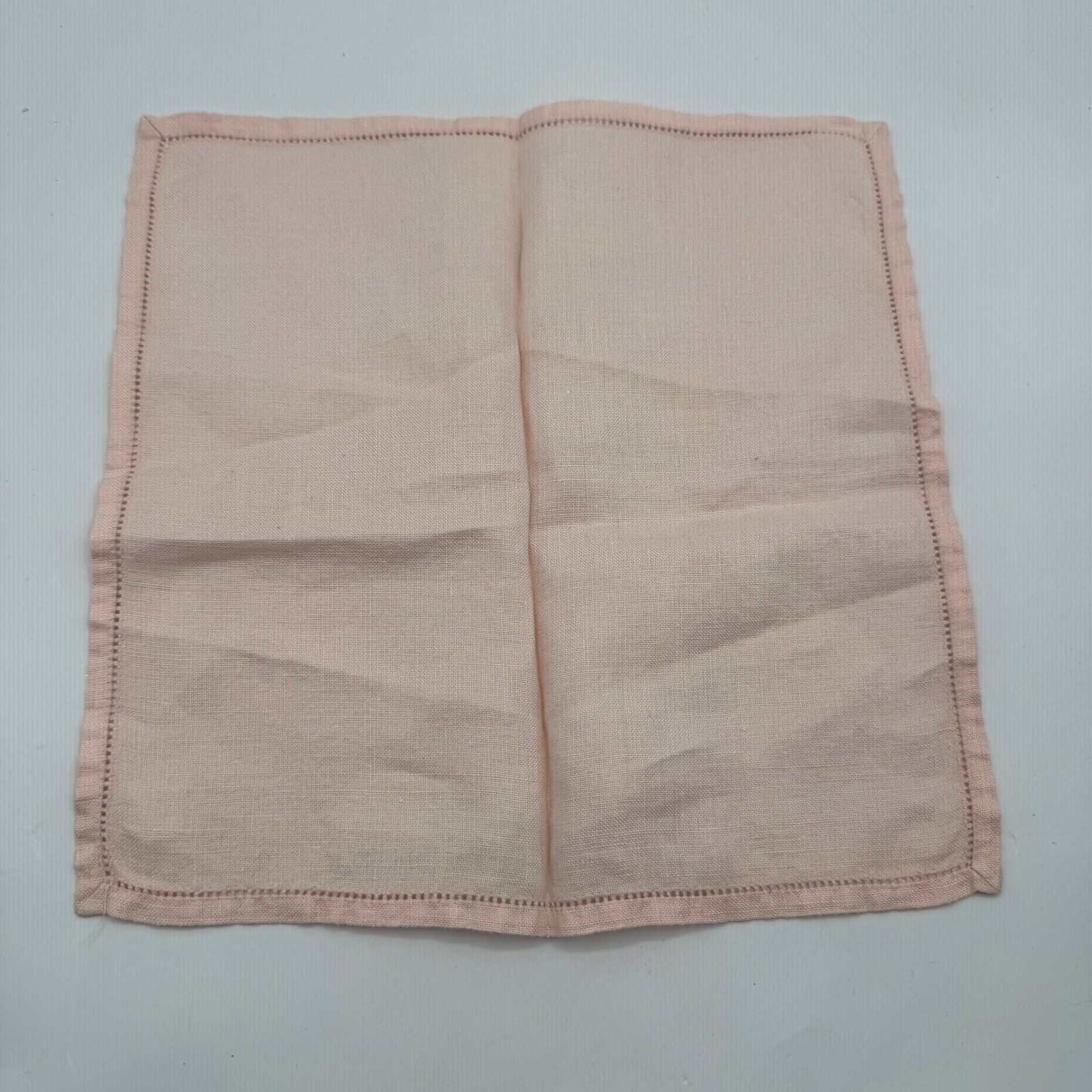 Hemstitch Linen Napkins Set of 4 Pink Vintage Table Linens 10x10 Read