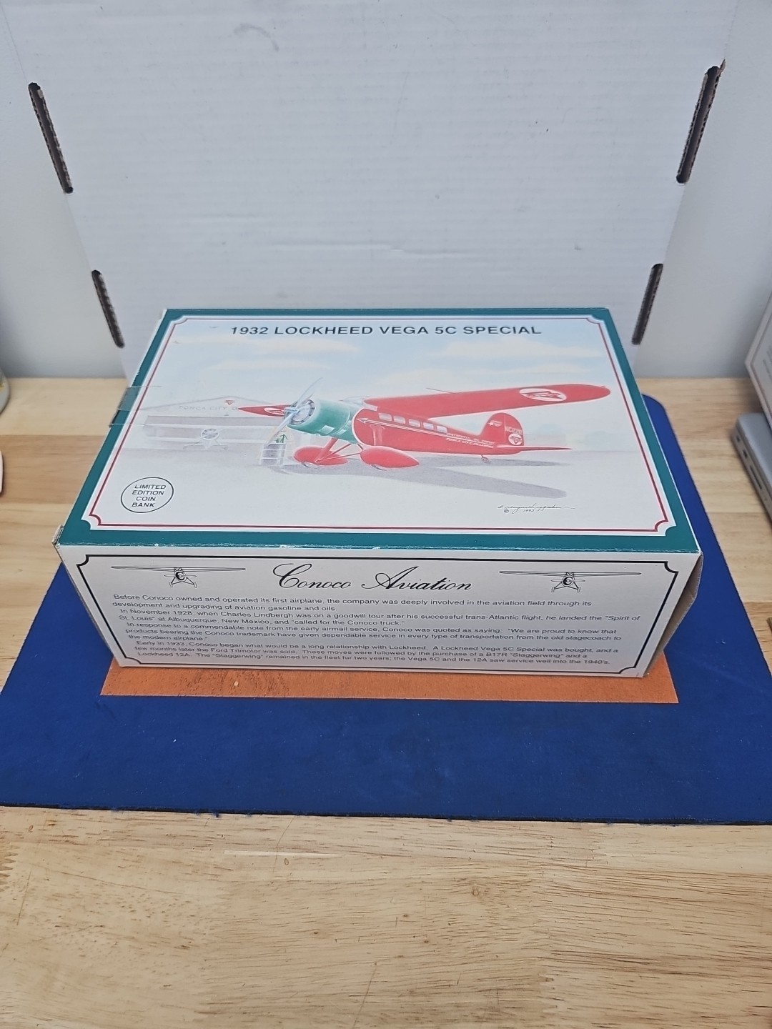 1932 Lockheed Vega 5C Special Conoco Diecast Plane Coin Bank Limited Edition