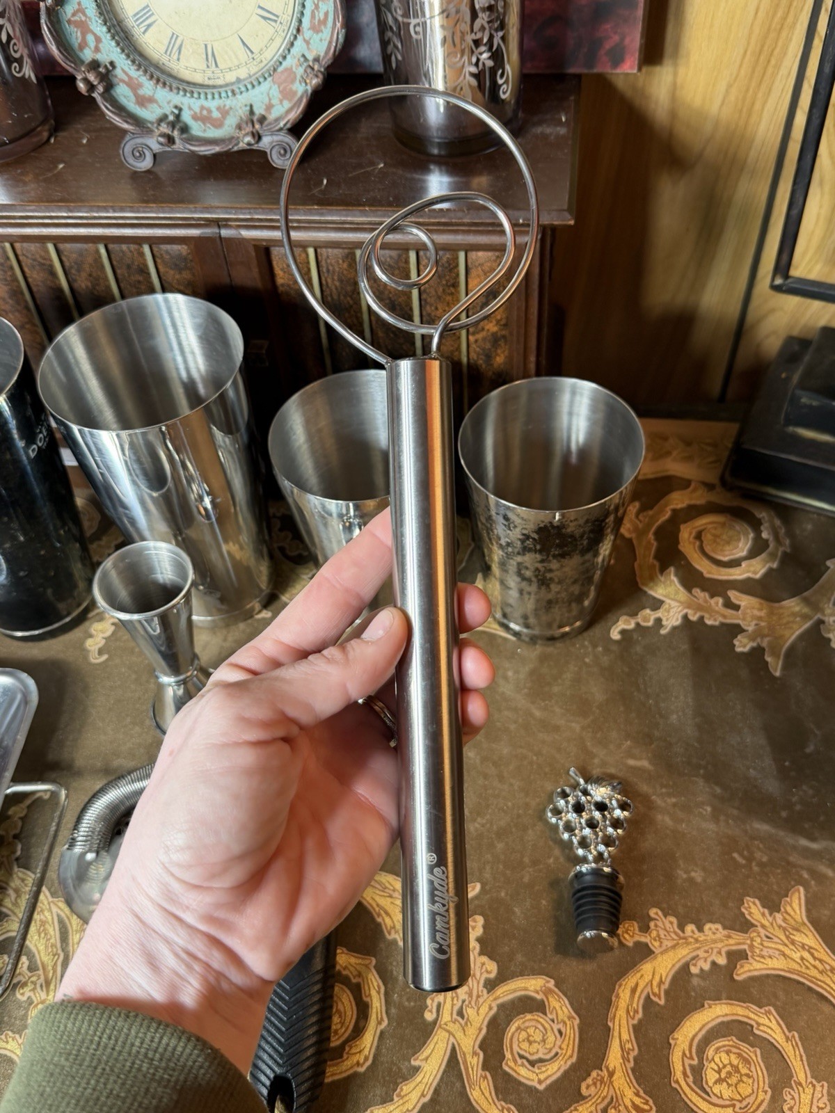 Stainless Steel Cocktail Shaker Set Bar Tools Lot Jigger Strainer Spoon