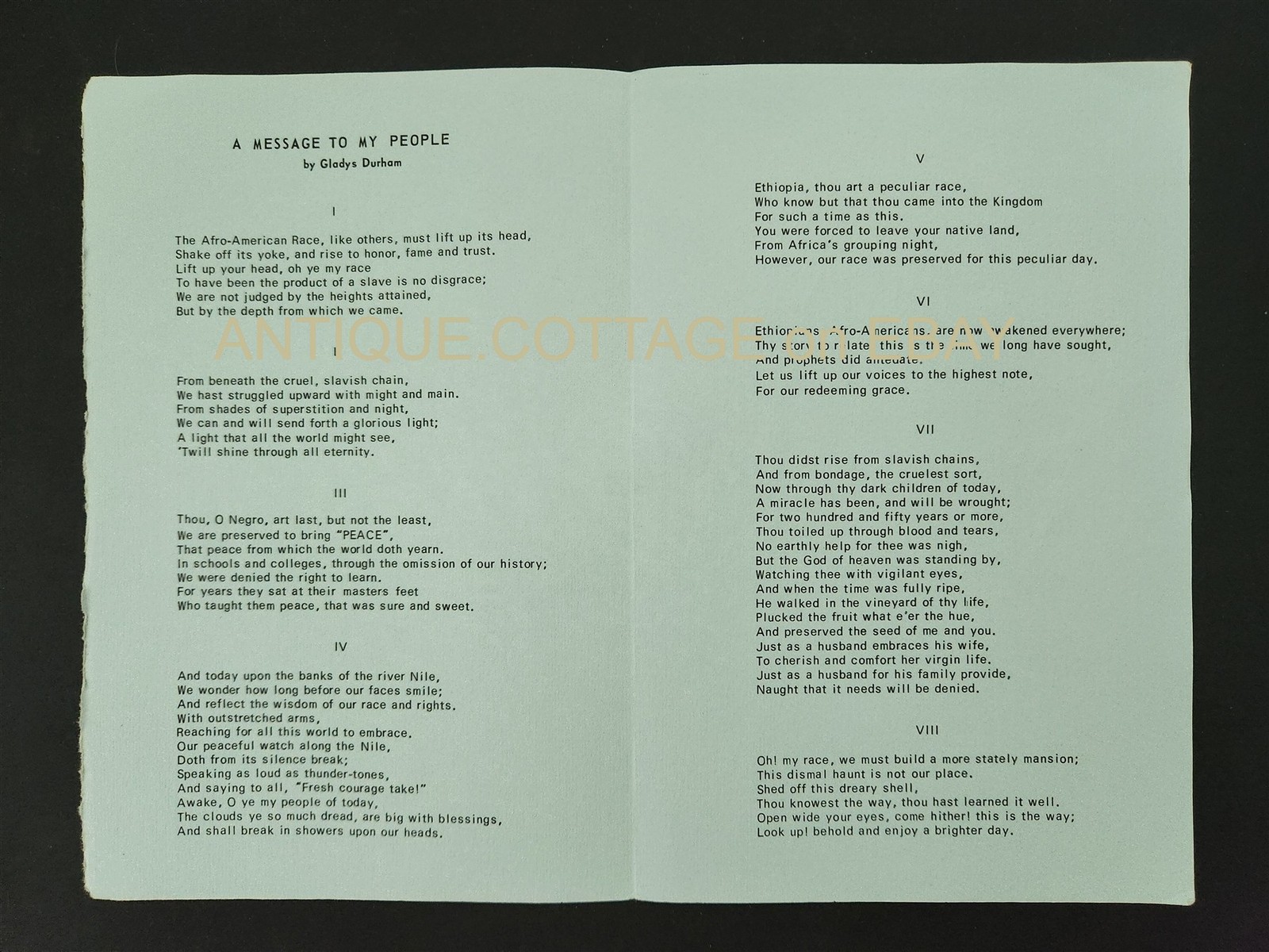 1970 vintage MESSAGE to MY PEOPLE signed GLADYS DURHAM intro margaret burroughs