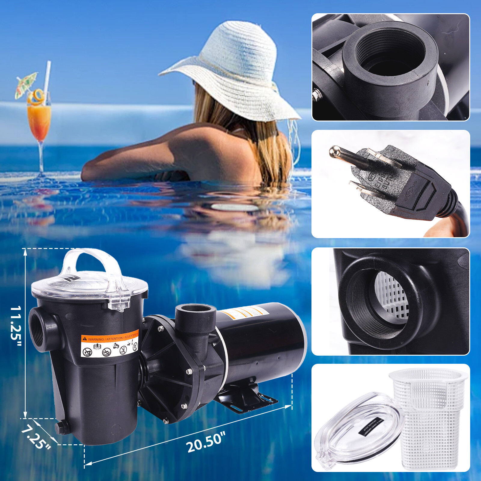 W3SP1580X15 Pool Pump 1.5 HP Replacement for Hayward PowerFlo LX Series