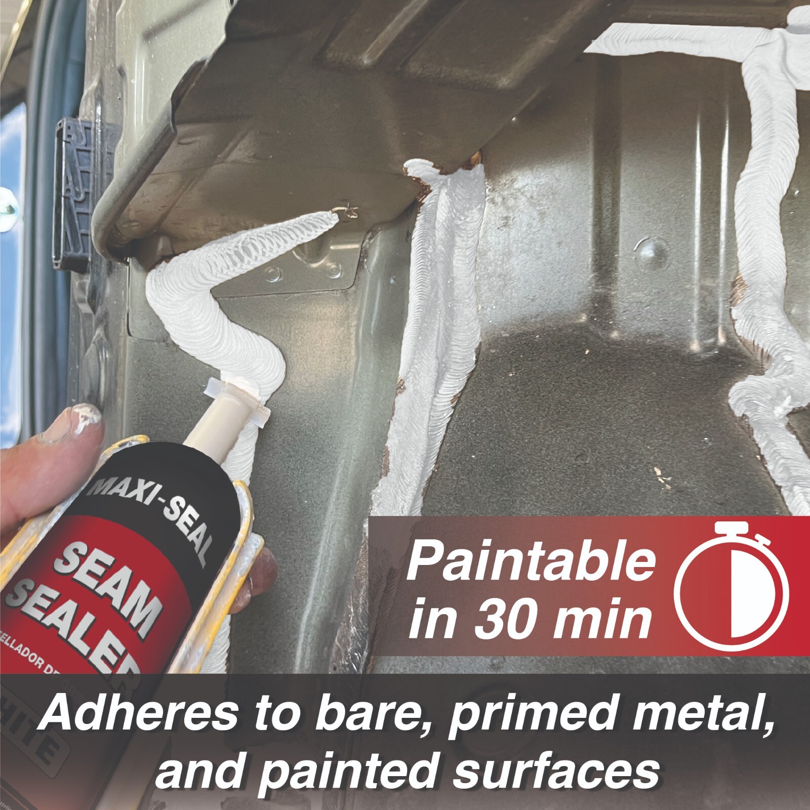 Maxi-Seal Polyurethane Seam Sealer Automotive - White, 10.5oz Tube