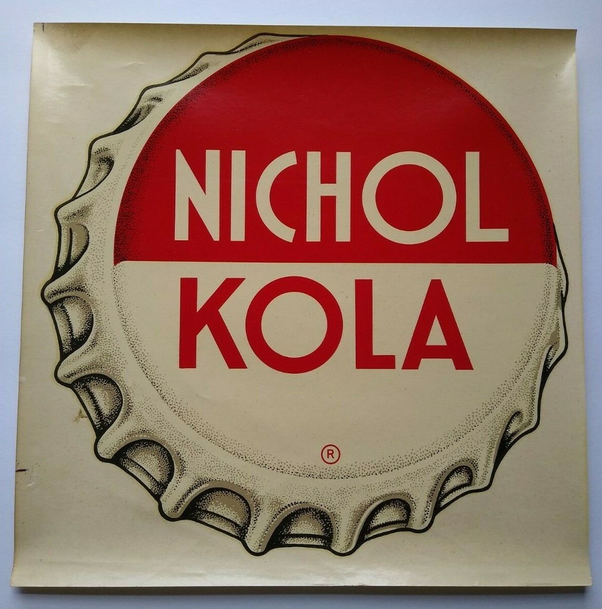 Nichol Kola Soda Window Decal Sign 1940 Original Cola Bottle Cap NOS Original
