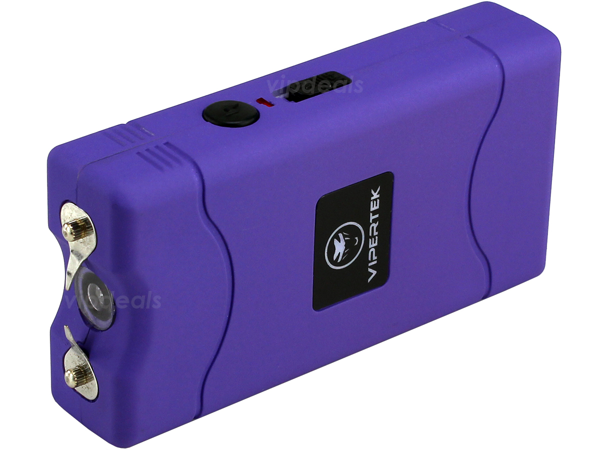 VIPERTEK Stun Gun Mini PURPLE VTS-880 335 BV Rechargeable LED Flashlight