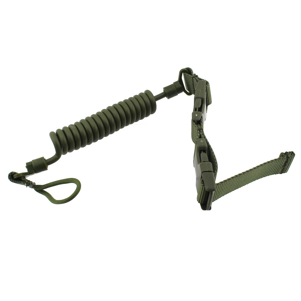 Tactical Pistol Lanyard Retention Coil Quick Release Security Single Gun Sling