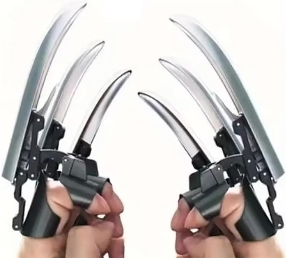 Retractable Wolverine Claws for Adult Kids Mechanical Plastic Silver Wolve Claws