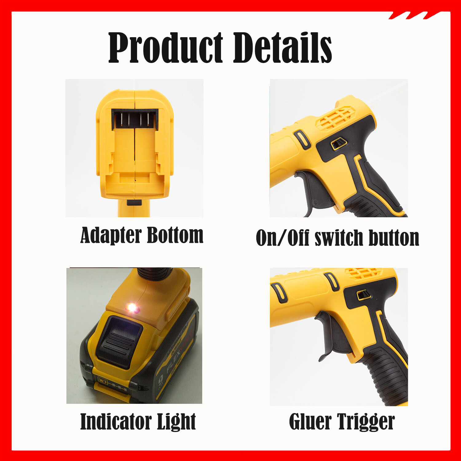 100W Glue Gun For Dewalt 20V Li-ion Battery For DIY Art Projects Quick Repairs