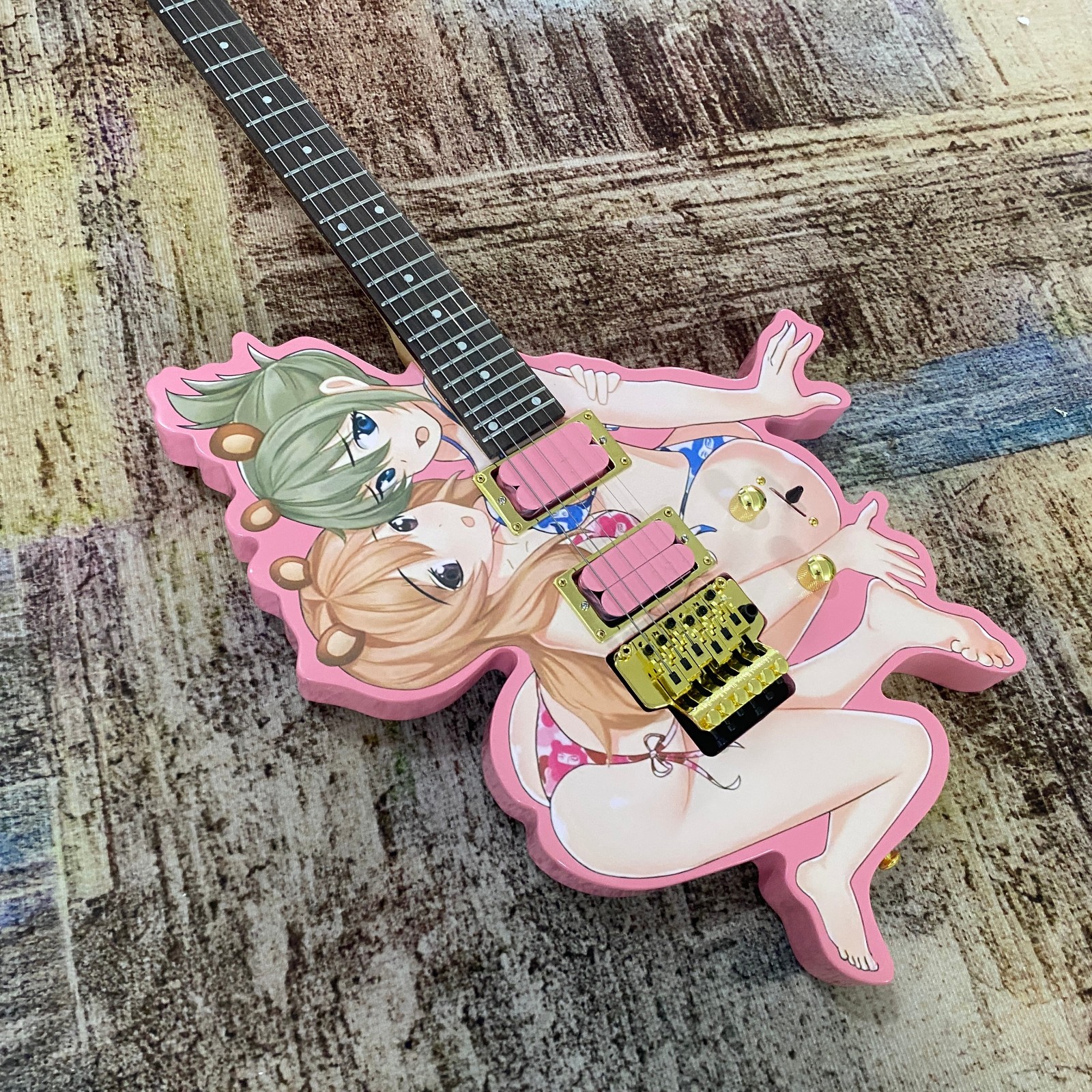 Anime&Manga beautiful girl shaped Electric Guitar Tremolo HH Pickups 24Frets