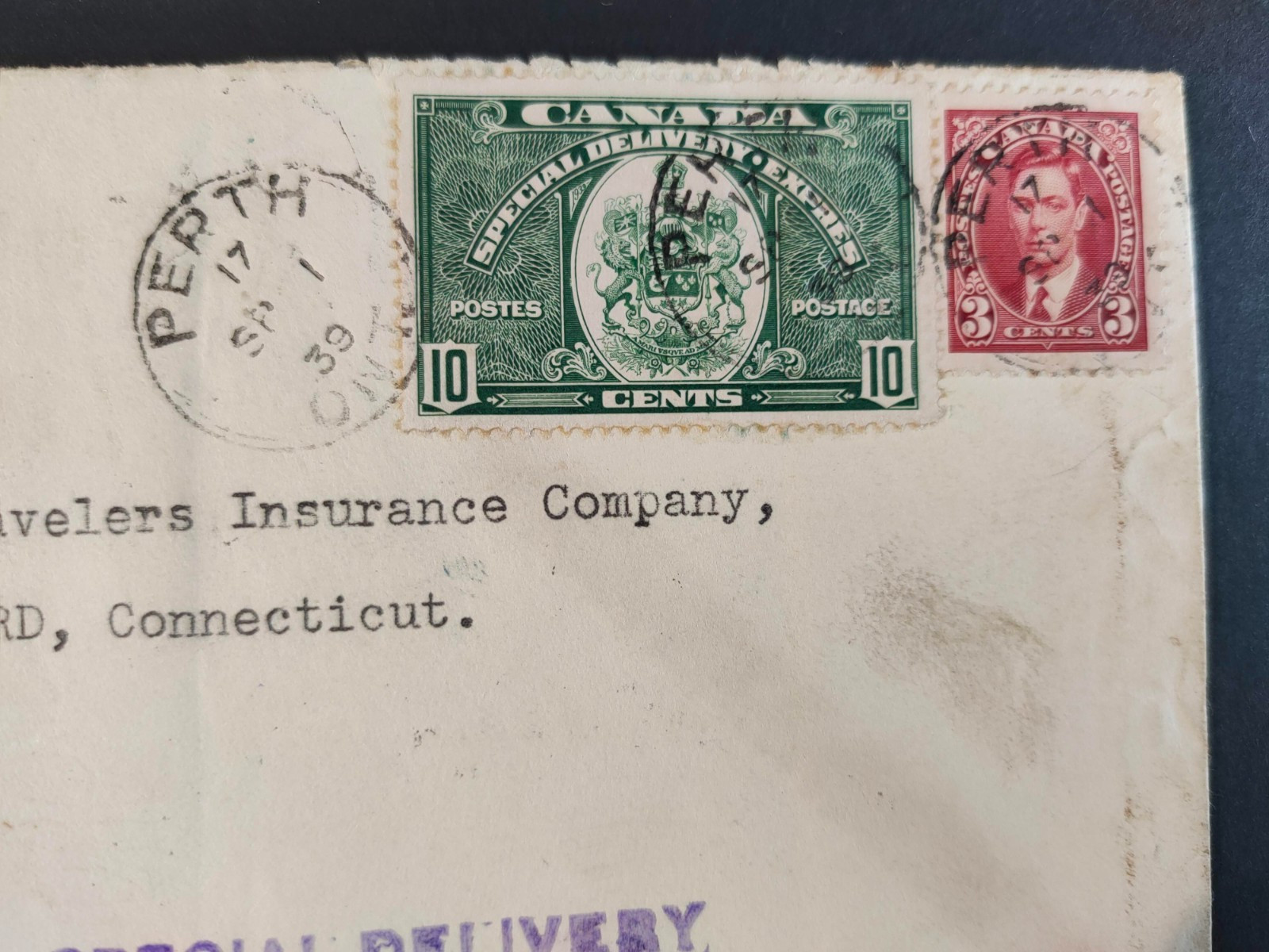 CANADA 1 SEPTEMBER 1939 SPECIAL DELIVERY MAIL TO USA (JF)