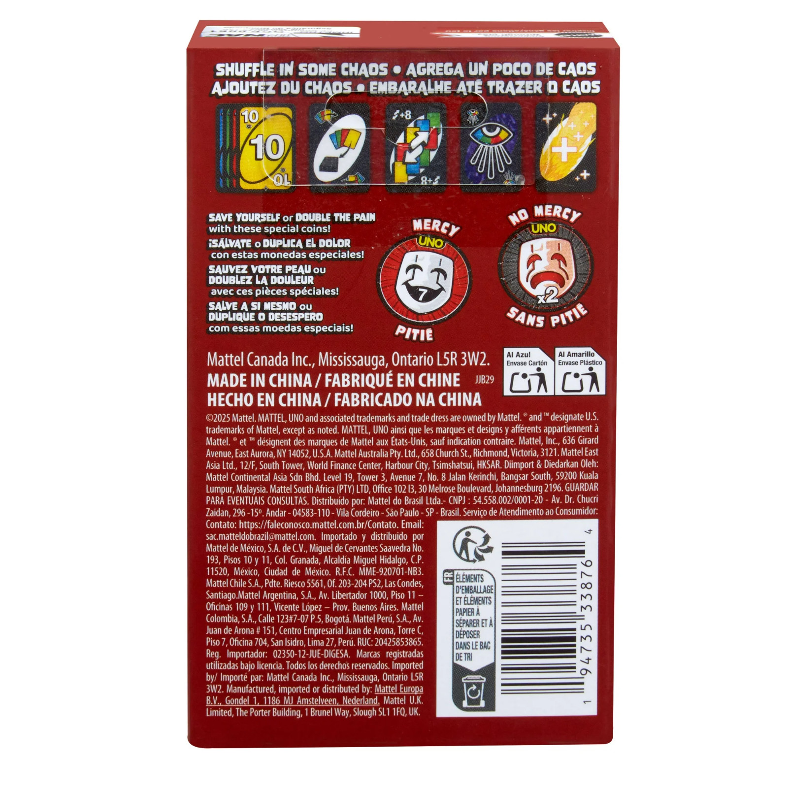 UNO Show 'Em No Mercy EXPANSION PACK "Save Yourself or DOUBLE the PAIN! New