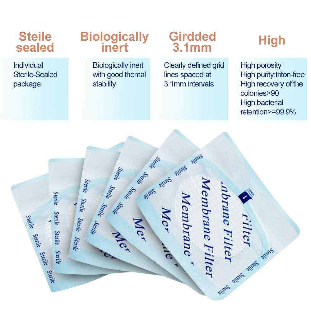 MCE Gridded Membrane Filters, 47mm Diameter, 0.22 um 0.45 μm Pore Size, STERILE