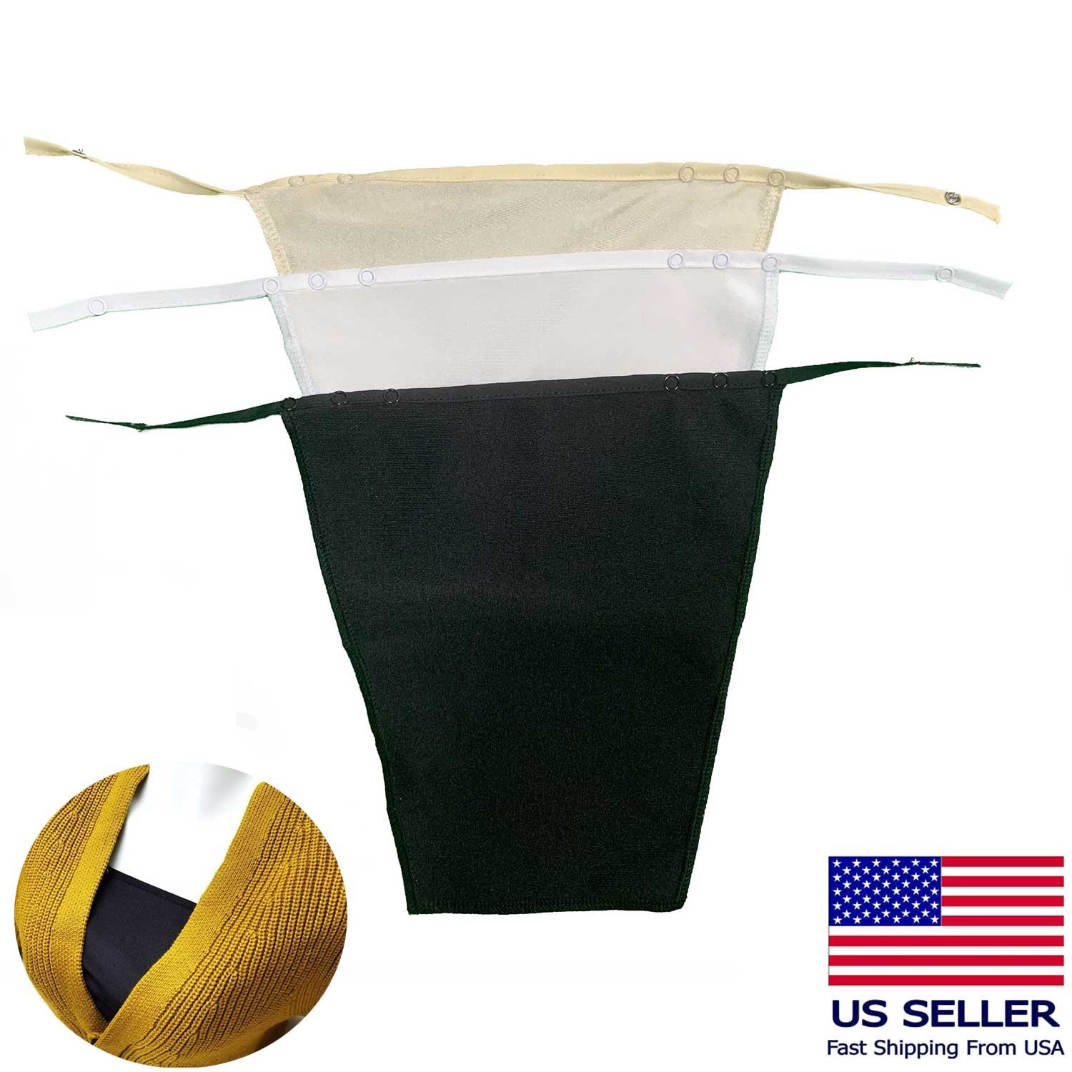 3 Pack Clip-on Mock Camisole Bra Insert Overlay Modesty Panel V-neck Fit Cami