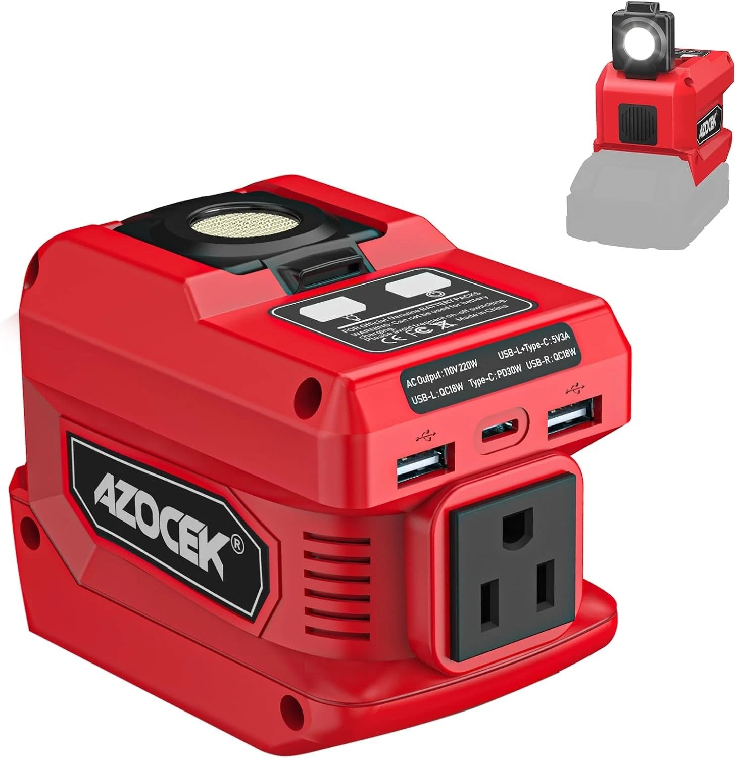 DC 18V to AC 110V,220W Power Inverter Compatible with Milwaukee 18V Battery
