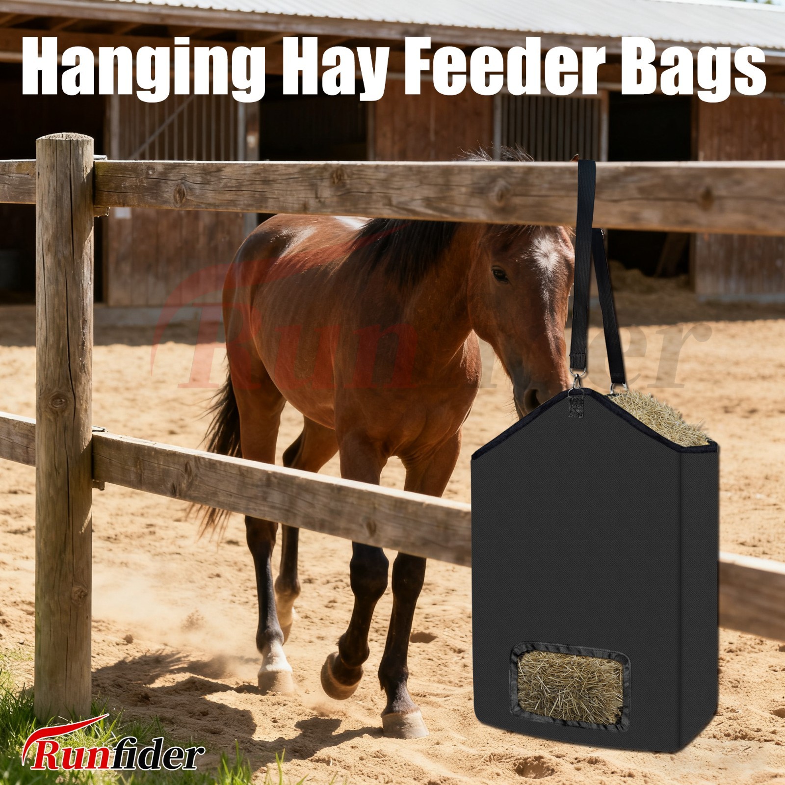 5-Pack Large Hanging Hay Feeder Bags – Heavy-Duty Oxford Fabric, 19.7"x17.7"x6"