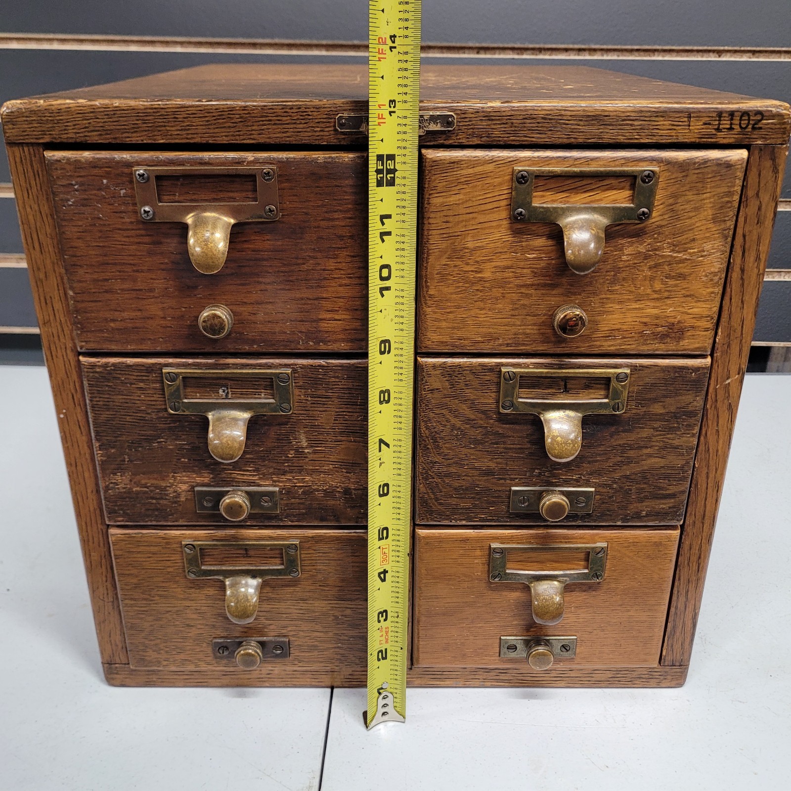 Vintage Remington Rand 6 Drawer Library Card Catalog File Cabinet Oak Solid