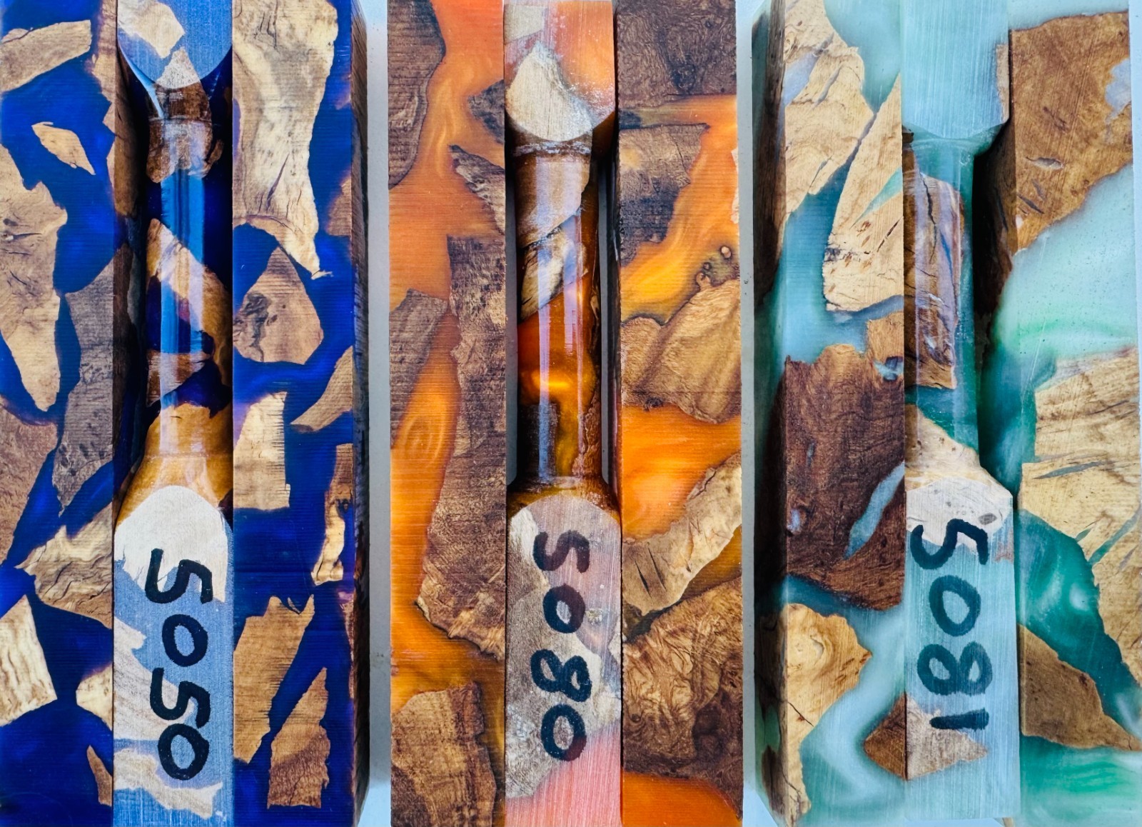 Pen Blanks * Olive Burl & Epoxy Hybrid * Mica Powder Colored * Pen Blank