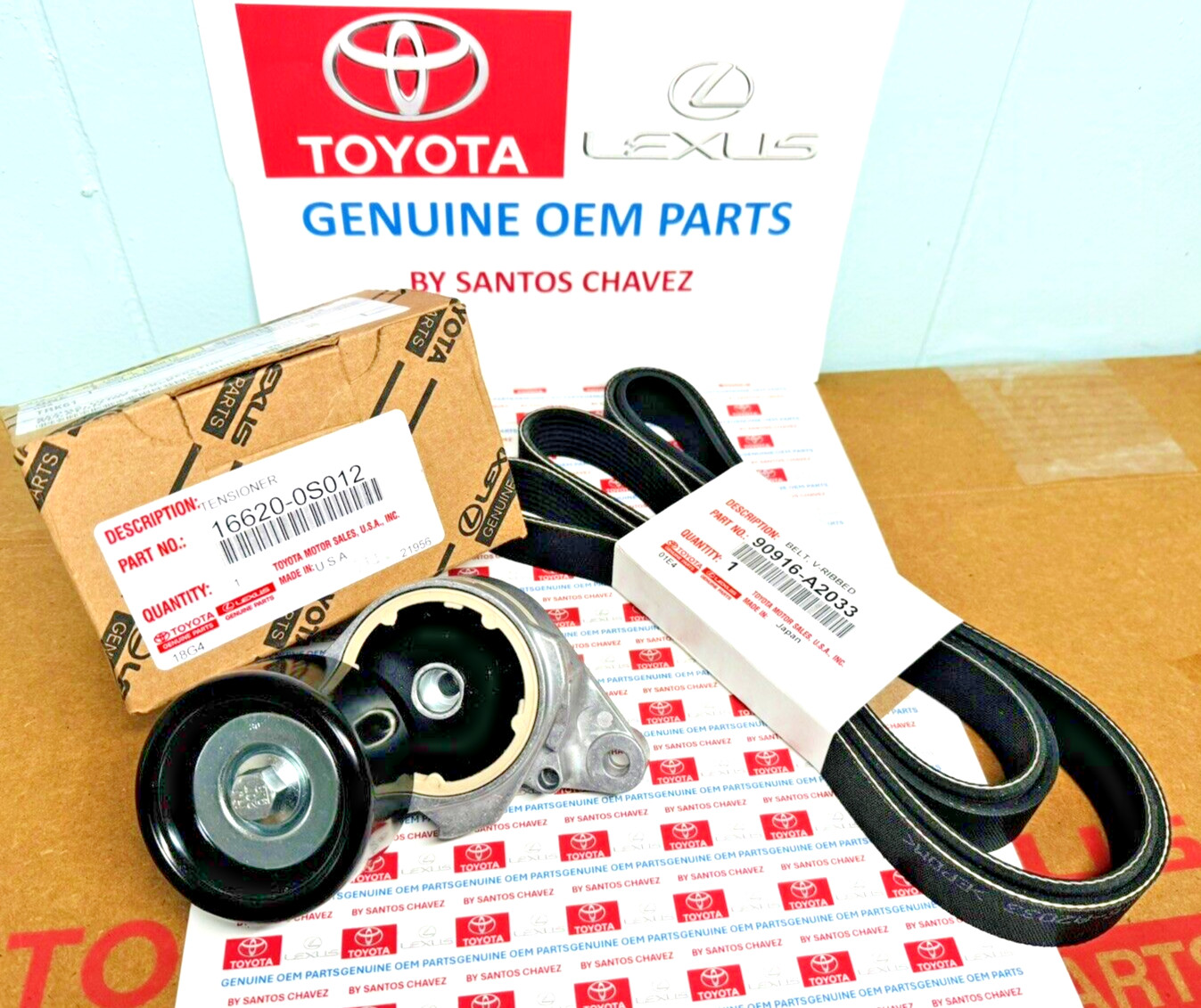Toyota Tundra, Land Cruiser, Sequoia Drive Belt & Tensioner Kit GENUINE OEM PART