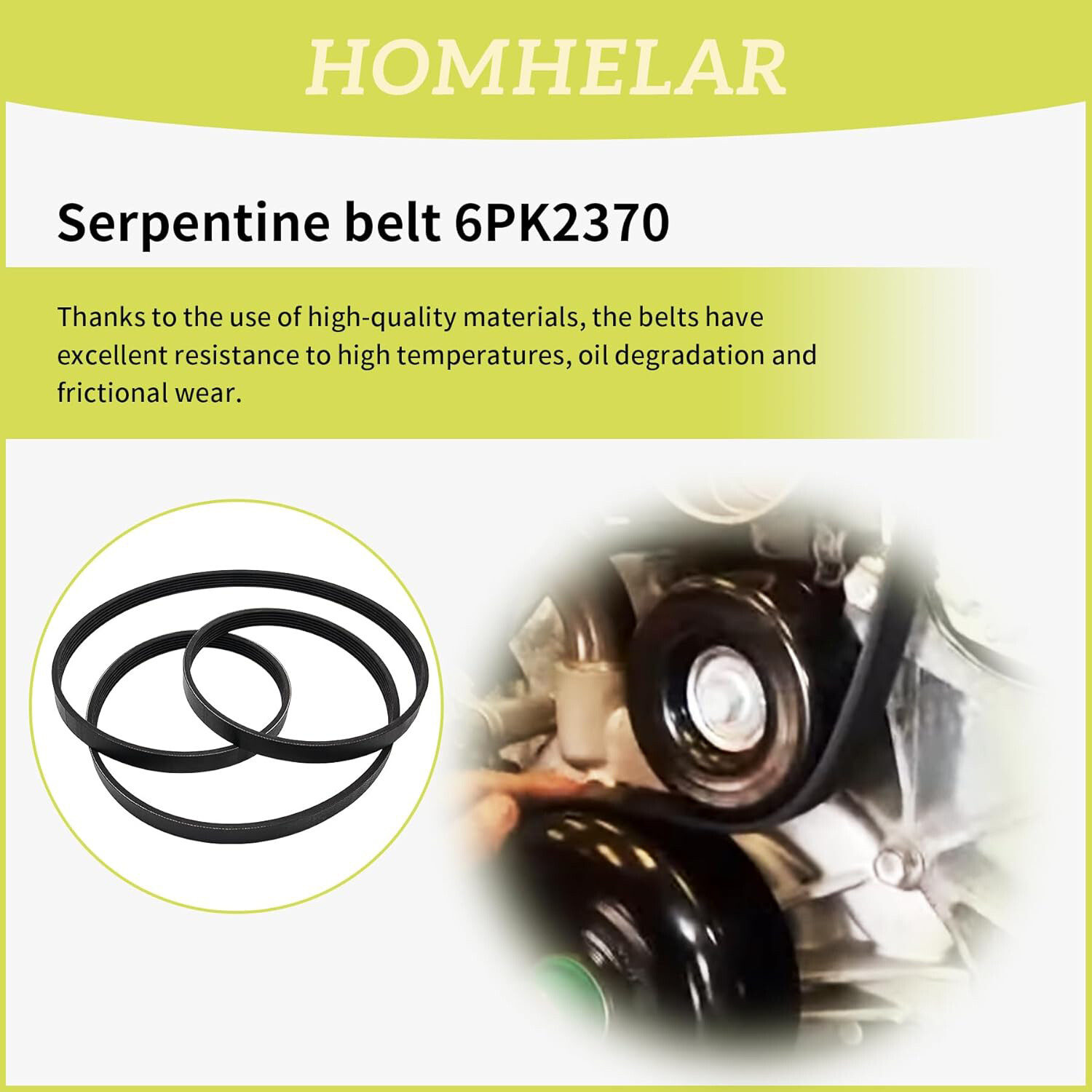 EPDM Serpentine Belt 6PK2370 for Cadillac Escalade Chevrolet Avalanche Silverado