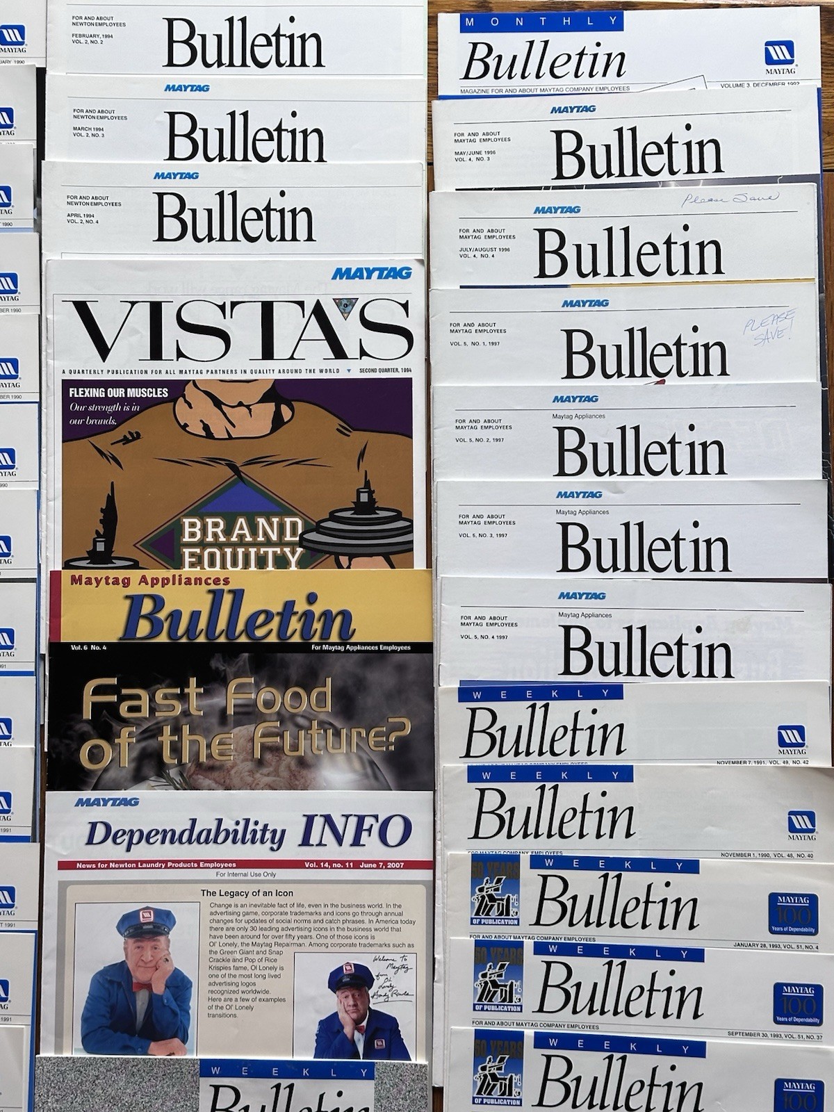 Lot of Maytag Employee Bulletins Buttons Recognition Medals MORE Newton Iowa!