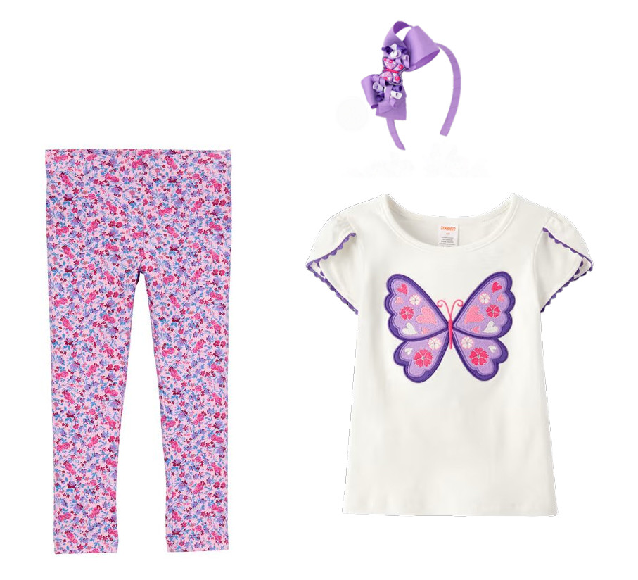 NWT Gymboree Toddler Girls 3T 4T 5T Butterfly Tee Leggings Headband NEW