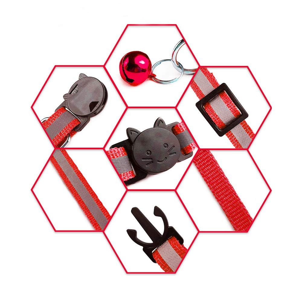 4 Pack Breakaway Reflective Nylon Cat Collars with Bell for Kittens Cats