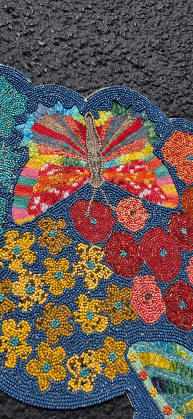 Pier 1 Imports Beaded Table Runner 38x15 Colorful Floral Spring Butterflies