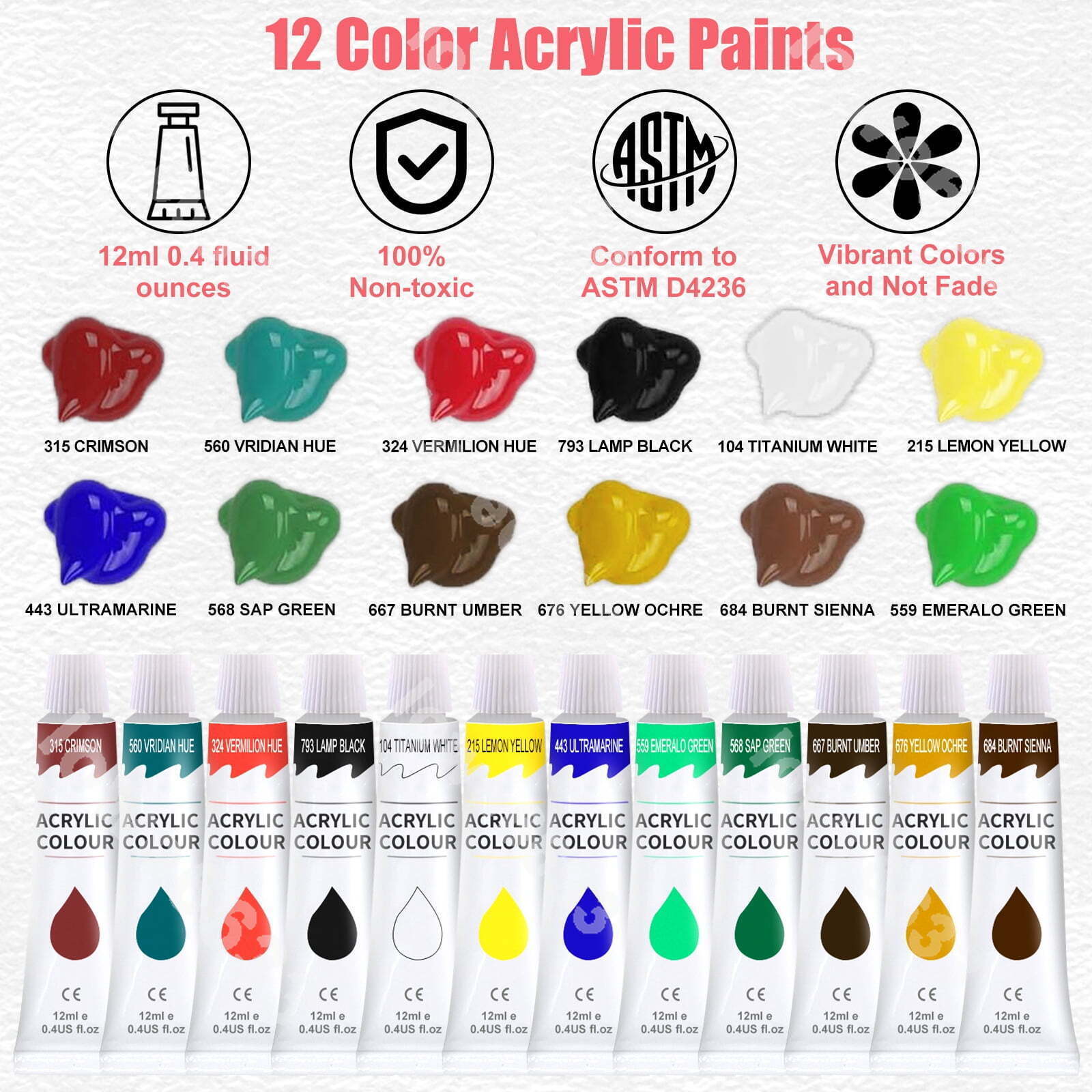 Acrylic Paint Set for Adults & Kids Art Painting Supplies Kit 28PCS Art Supplies