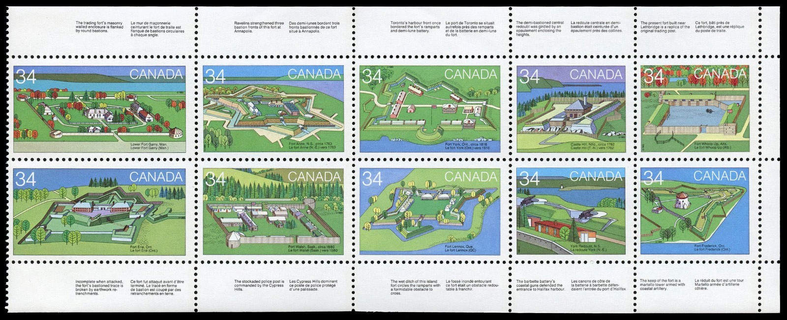 Canada Stamps Booklet of 10, Canadian Forts - 2, #1059a, BK87 MNH