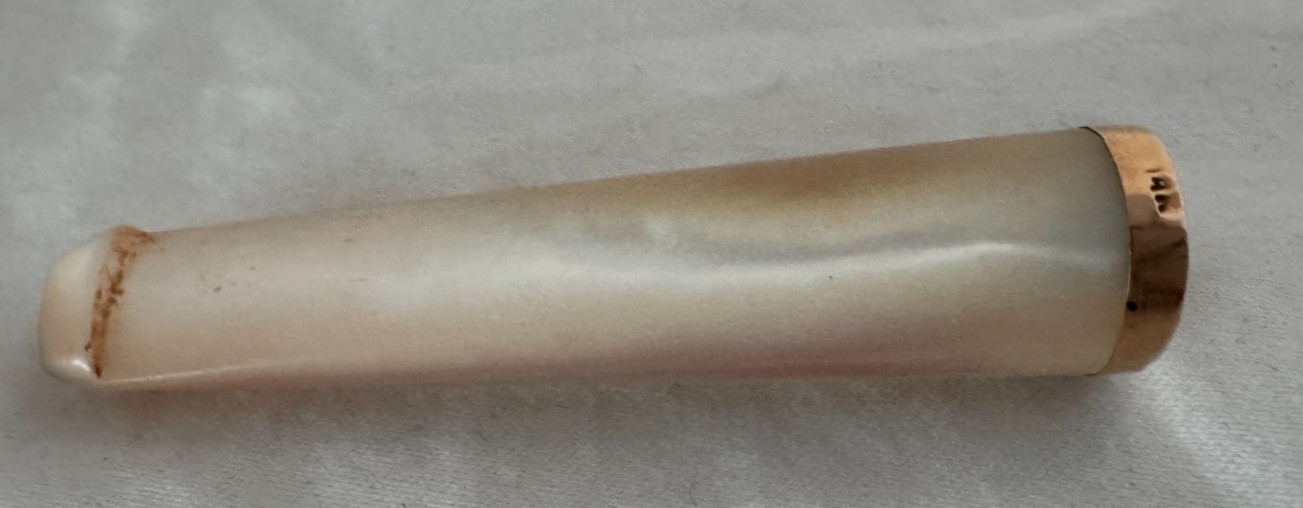 Antique Mother Of Pearl Cigarette Holder 14K Gold Tip w/ Case