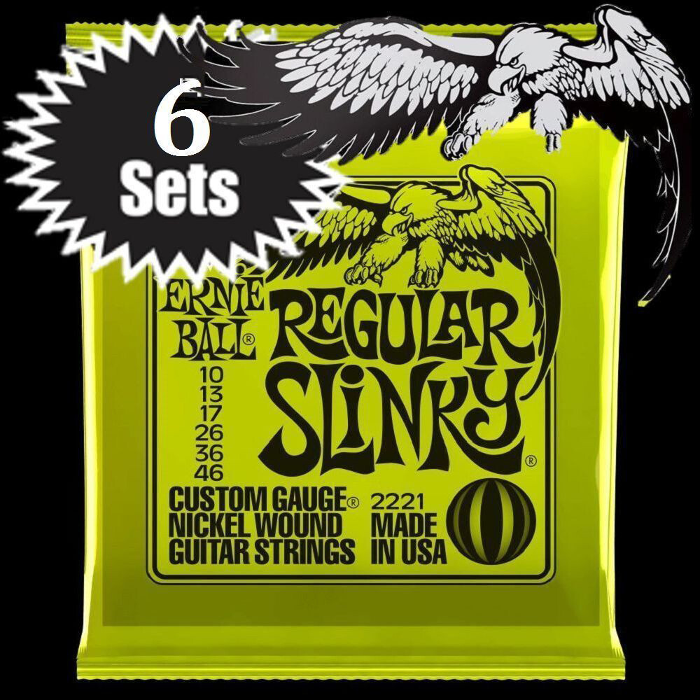 Ernie Ball Regular Slinky Nickel Wound Electric Guitar Strings 10-46 2221 6 Sets