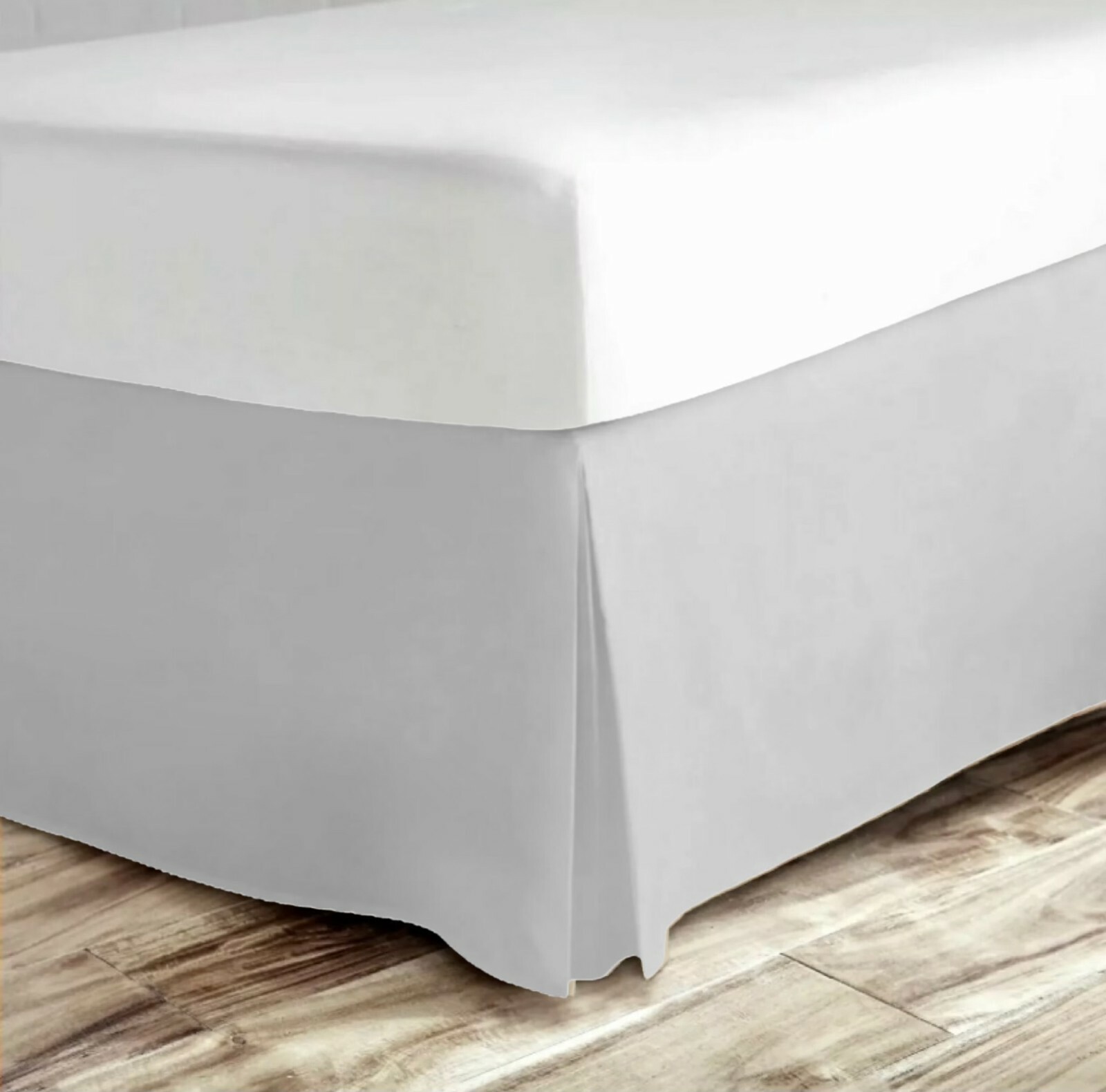 Premium Pleated Solid Bed Skirt Dust Ruffle Luxury Microfiber 15" Tailored Drop