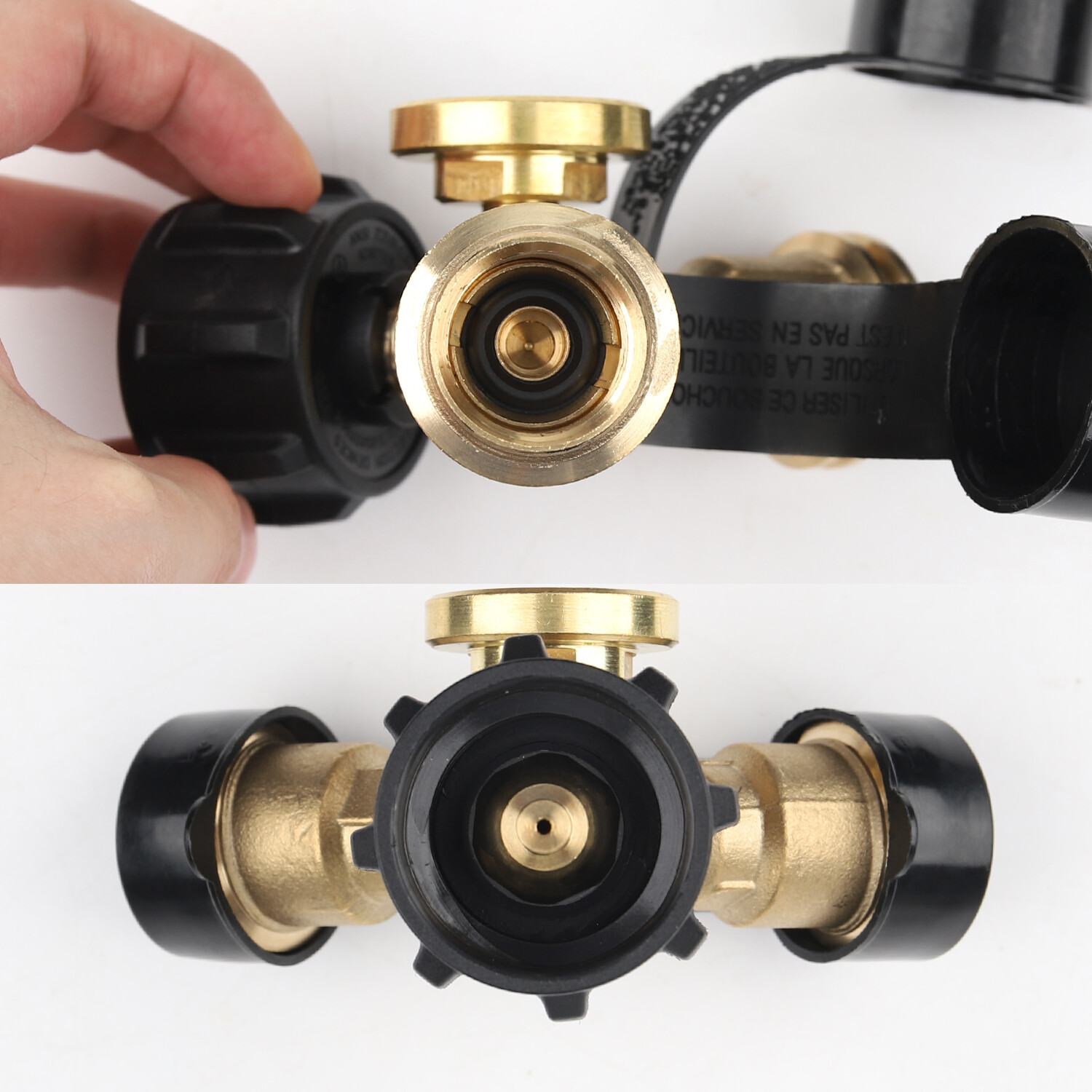 Propane Tank Y Splitter Adapter 2 Way LP Gas Tee Connector with Gauge