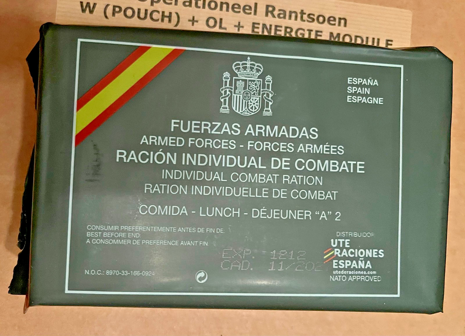 Spanish armed forces ration pack ICR mre Spain military meals ready to eat